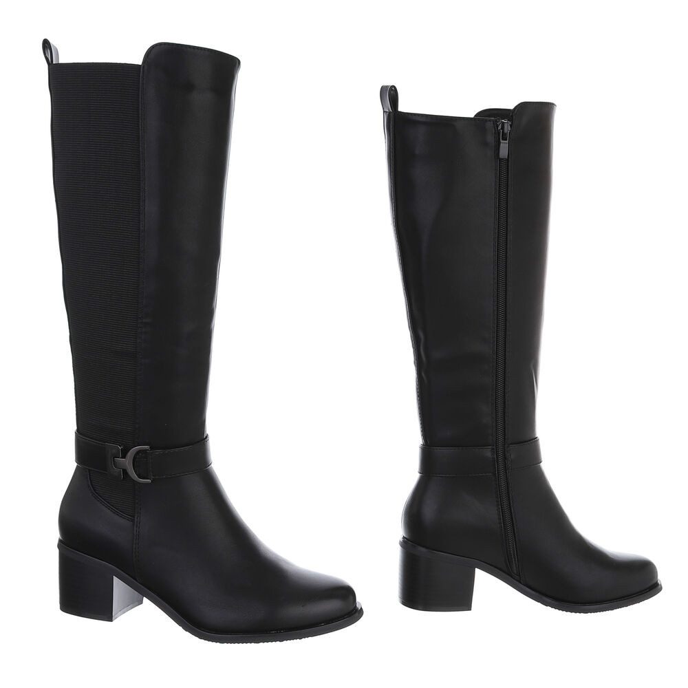 Ital-Design Elegante Damen-Stiefel mit Blockabsatz für Alltag und Freizeit Stiefel (90755931) Blockabsatz Stiefel in Schwarz