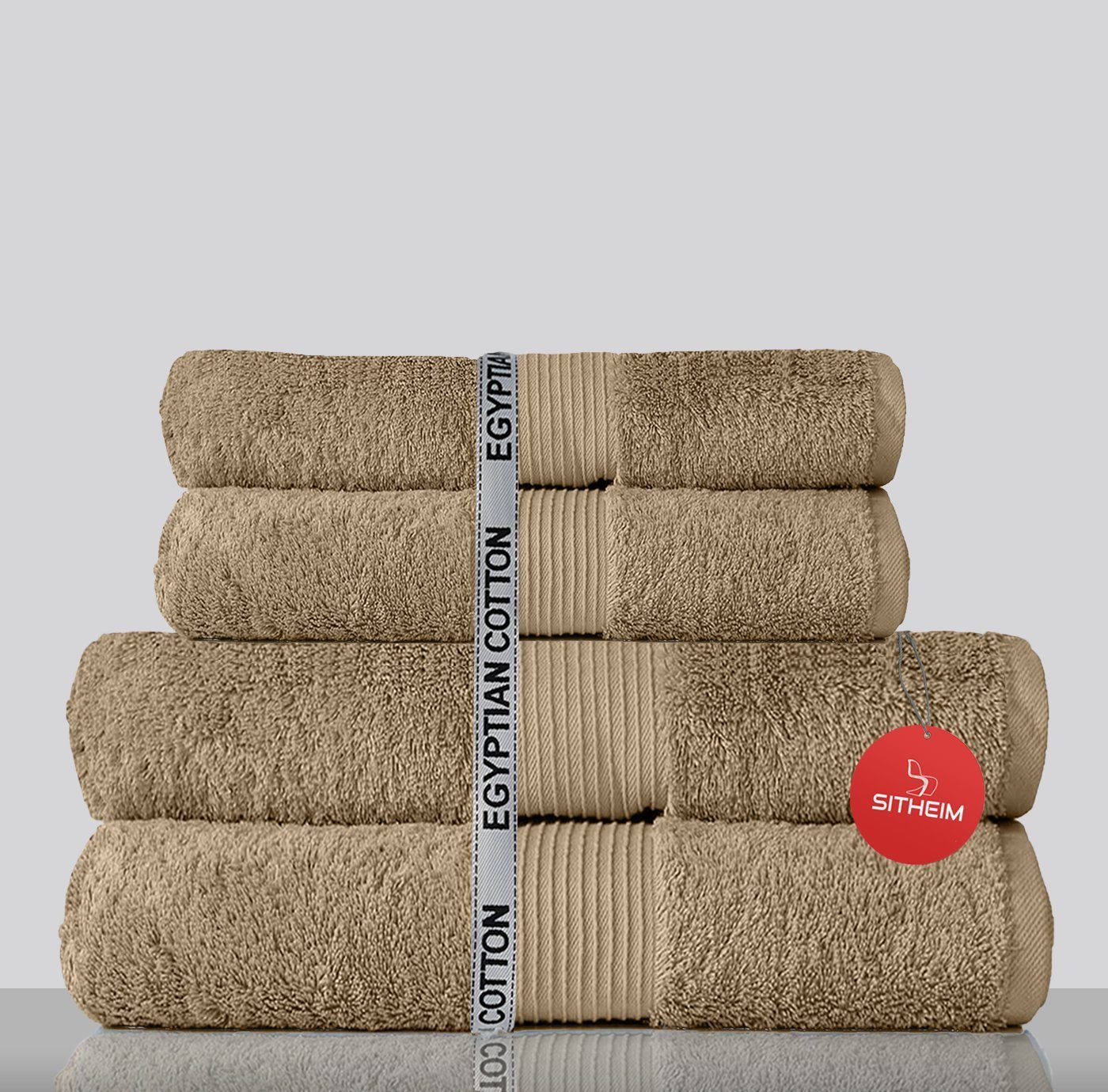 Sitheim-Europe Handtuch Set GIZA LINE Handtücher aus 100% Baumwolle 4-teiliges Handtuchset, ägyptischer Baumwolle, (4-tlg), 100% premium ägyptische Baumwolle Beige