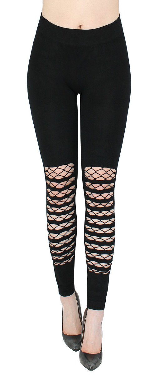 dy_mode Highwaist Leggings Damen Leggings Schwarz im Cut Out Style Fitnessl günstig online kaufen