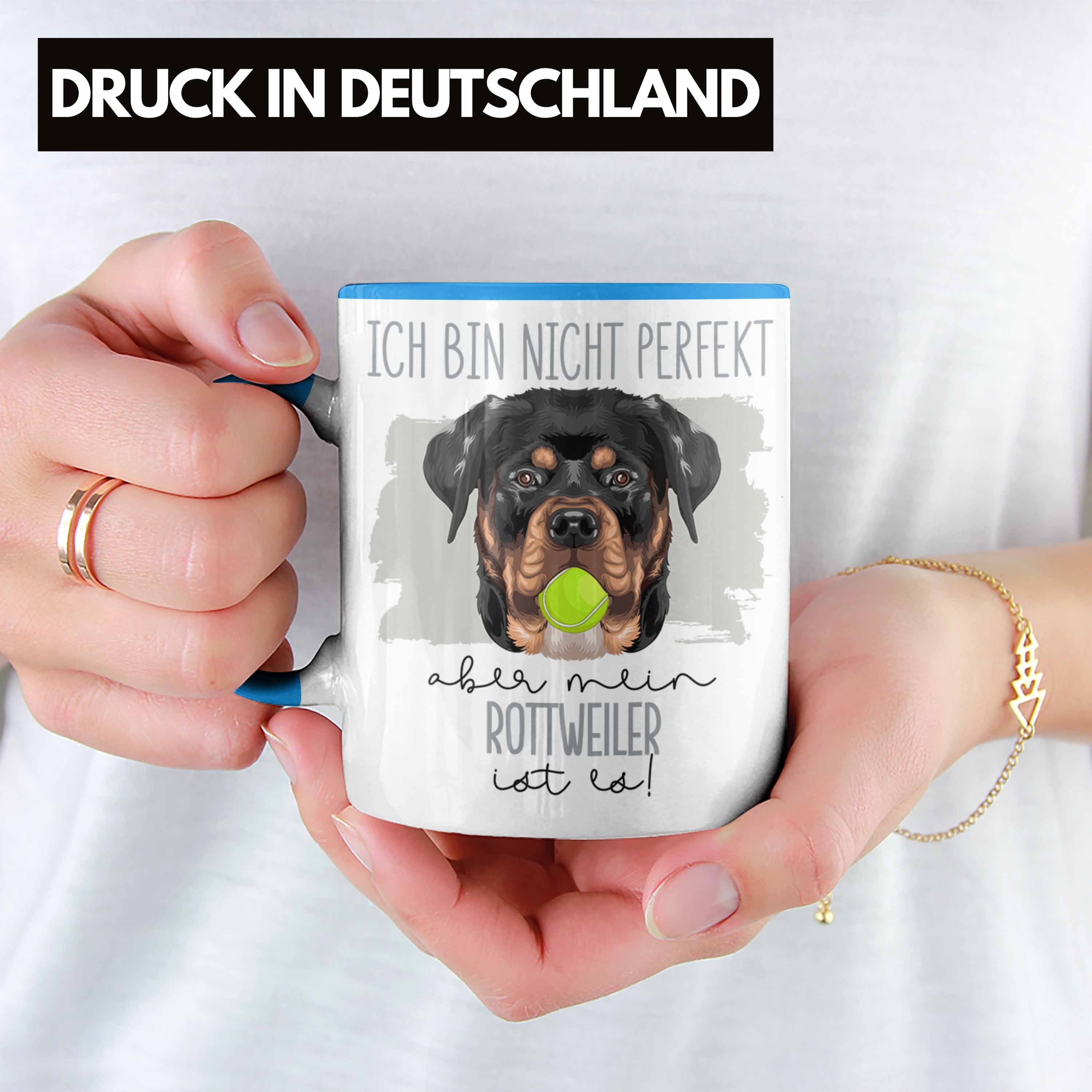 Blau Tasse Geschenkidee Besitz Geschenk Besitzer Tasse Spruch Trendation Lustiger Rottweiler