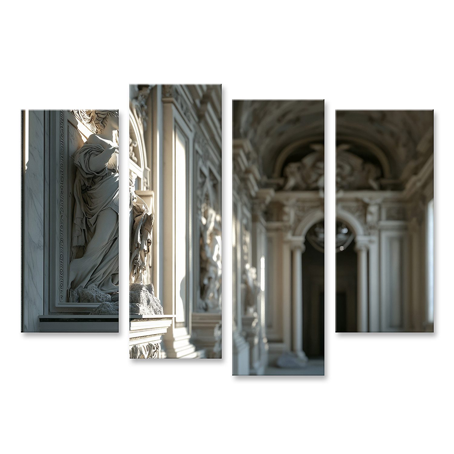 islandburner Leinwandbild, Klassische Marmorstatuen in barocker Architektur