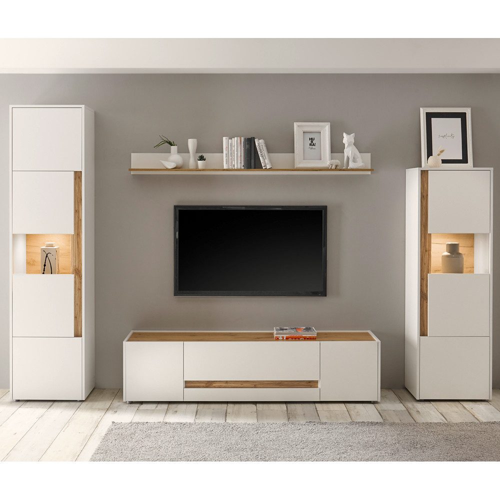 Lomadox Wohnwand CRISP-61, (4-St), weiß mit günstig online kaufen