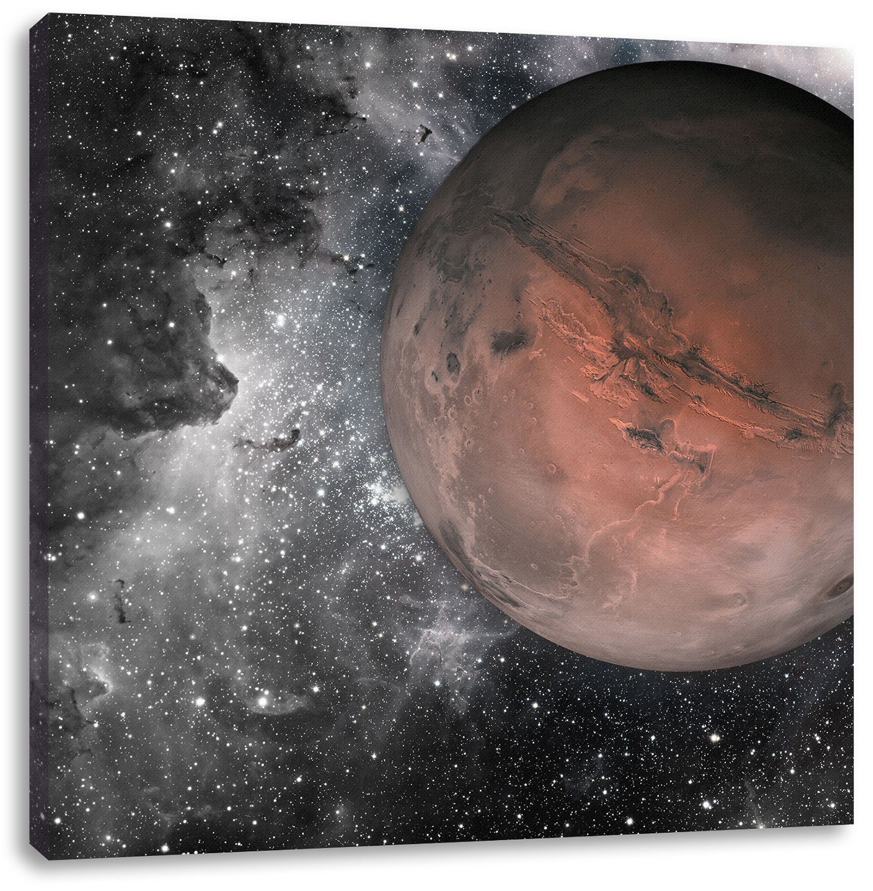 St), im inkl. Zackenaufhänger Weltall, Pixxprint bespannt, fertig Mars im Mars Leinwandbild Weltall (1 Leinwandbild