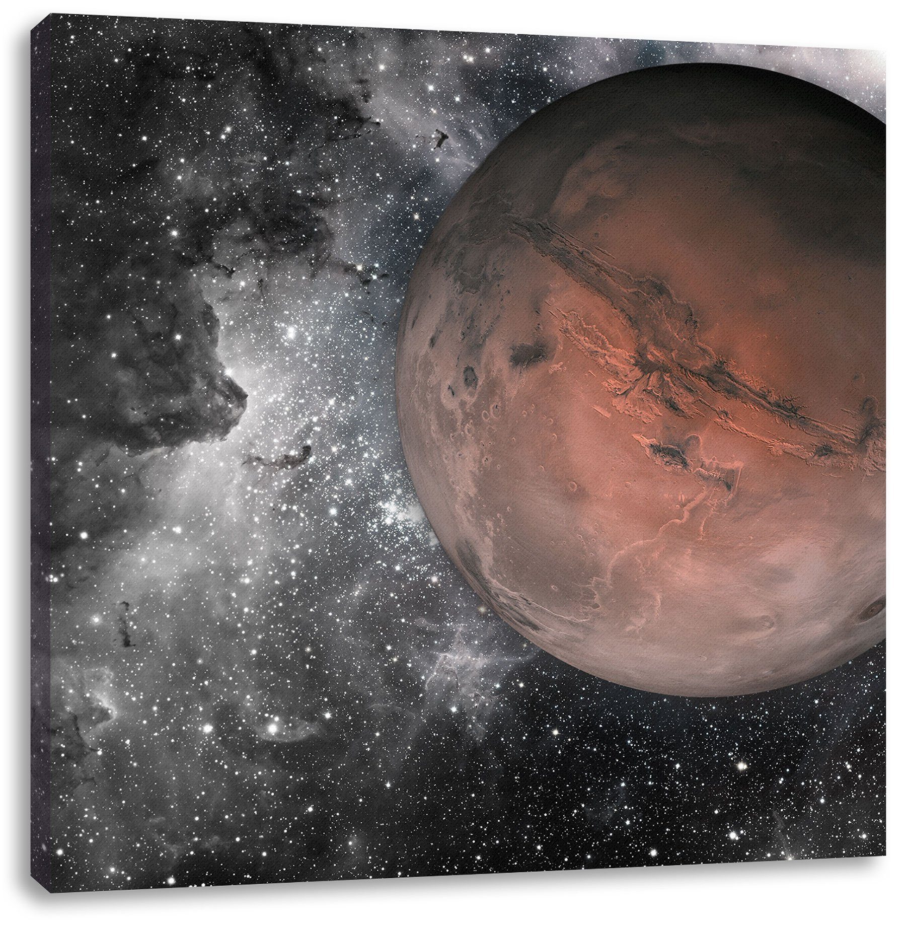 Pixxprint Leinwandbild Mars im Weltall, Mars im Weltall (1 St), Leinwandbild fertig bespannt, inkl. Zackenaufhänger