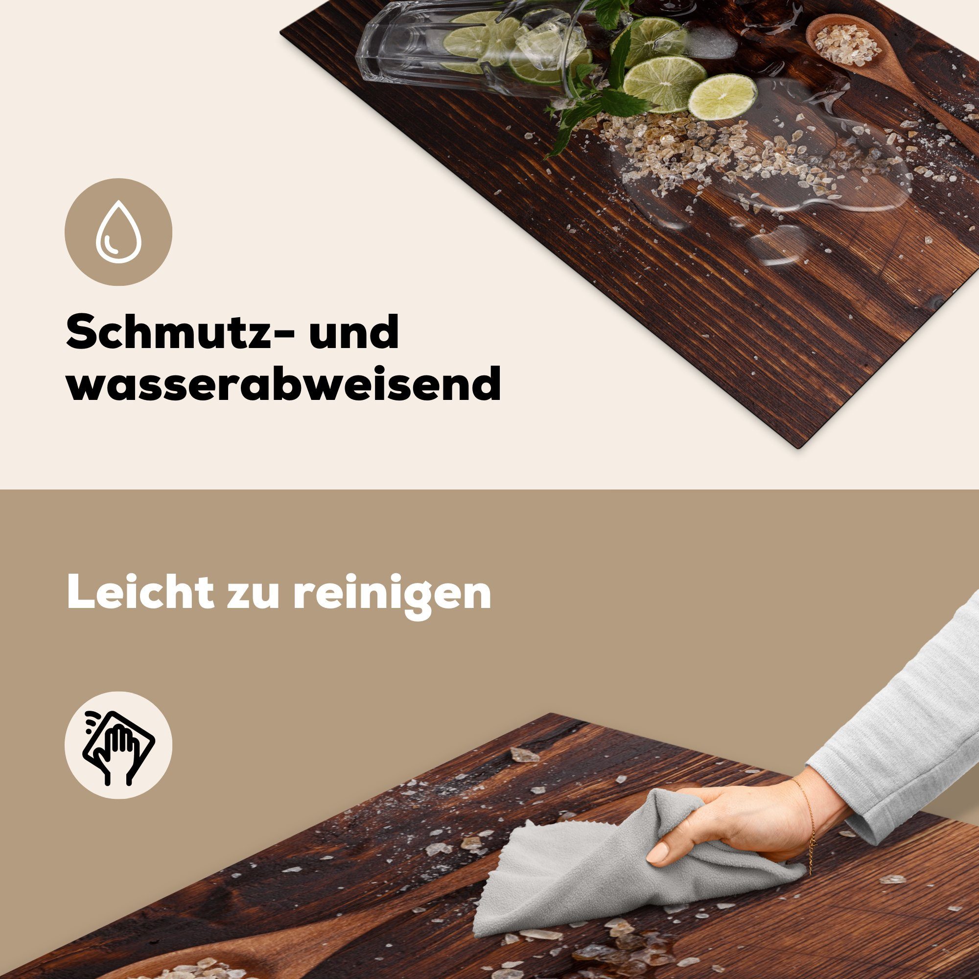 MuchoWow für cm, Induktionsmatte, tlg), Herdblende-/Abdeckplatte Vinyl, Cocktail (1 - - 83x51 Ceranfeldabdeckung, Induktionsschutz - Arbeitsplatte küche Obst