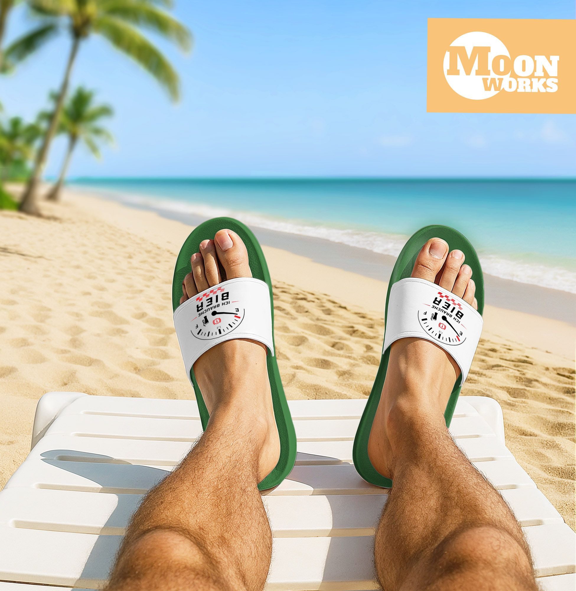 MoonWorks Badeschlappen Herren mit Spruch Ich brauch Bier Urlaub Accessoires Badesandale