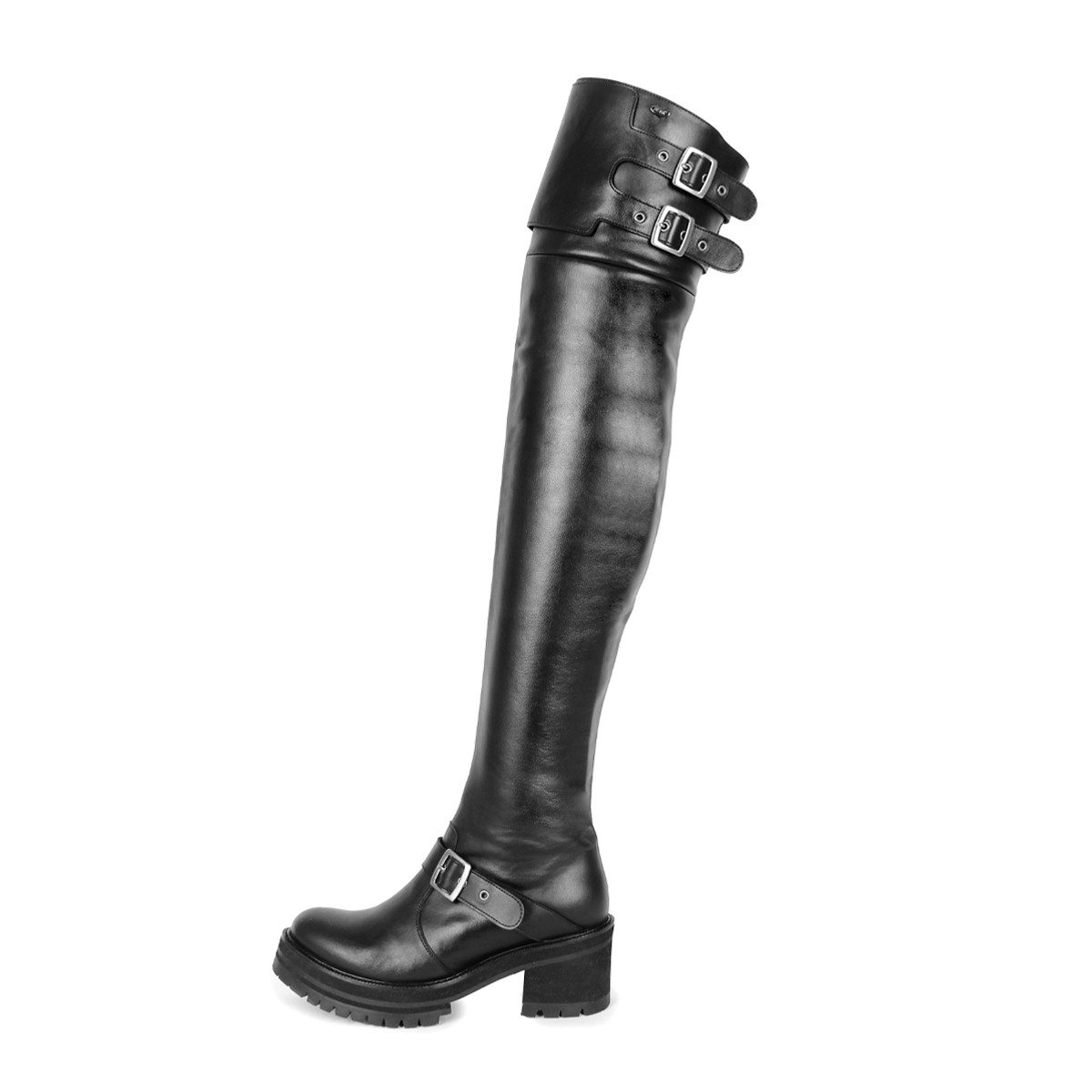 Fernando Berlin Flache Stiefel mit Monk Strap (Modell 770) Leder schwarz Ov günstig online kaufen