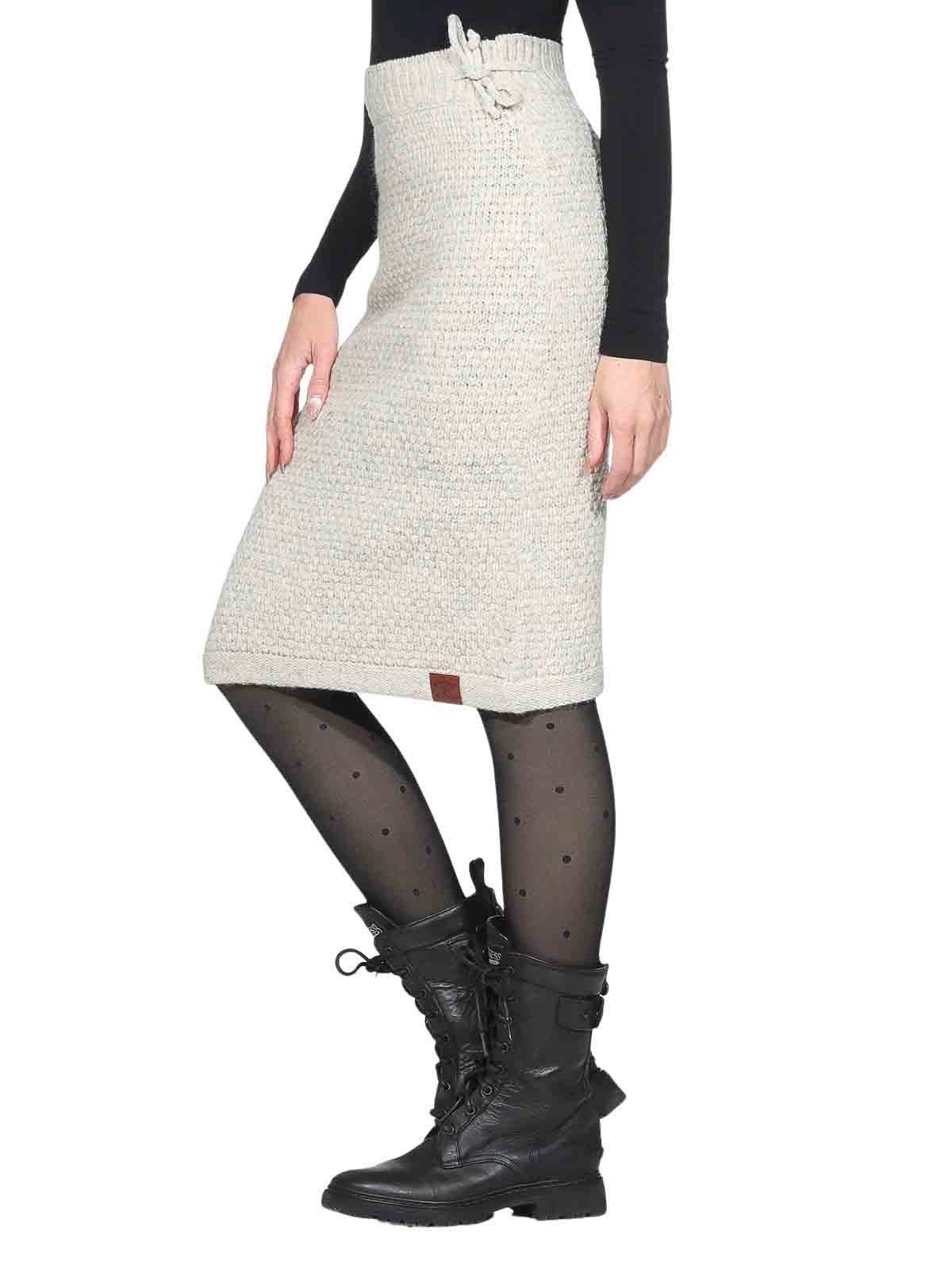 KUNST UND MAGIE Strickrock Langer Rock Klassischer Boho Strickrock Winter Wolle
