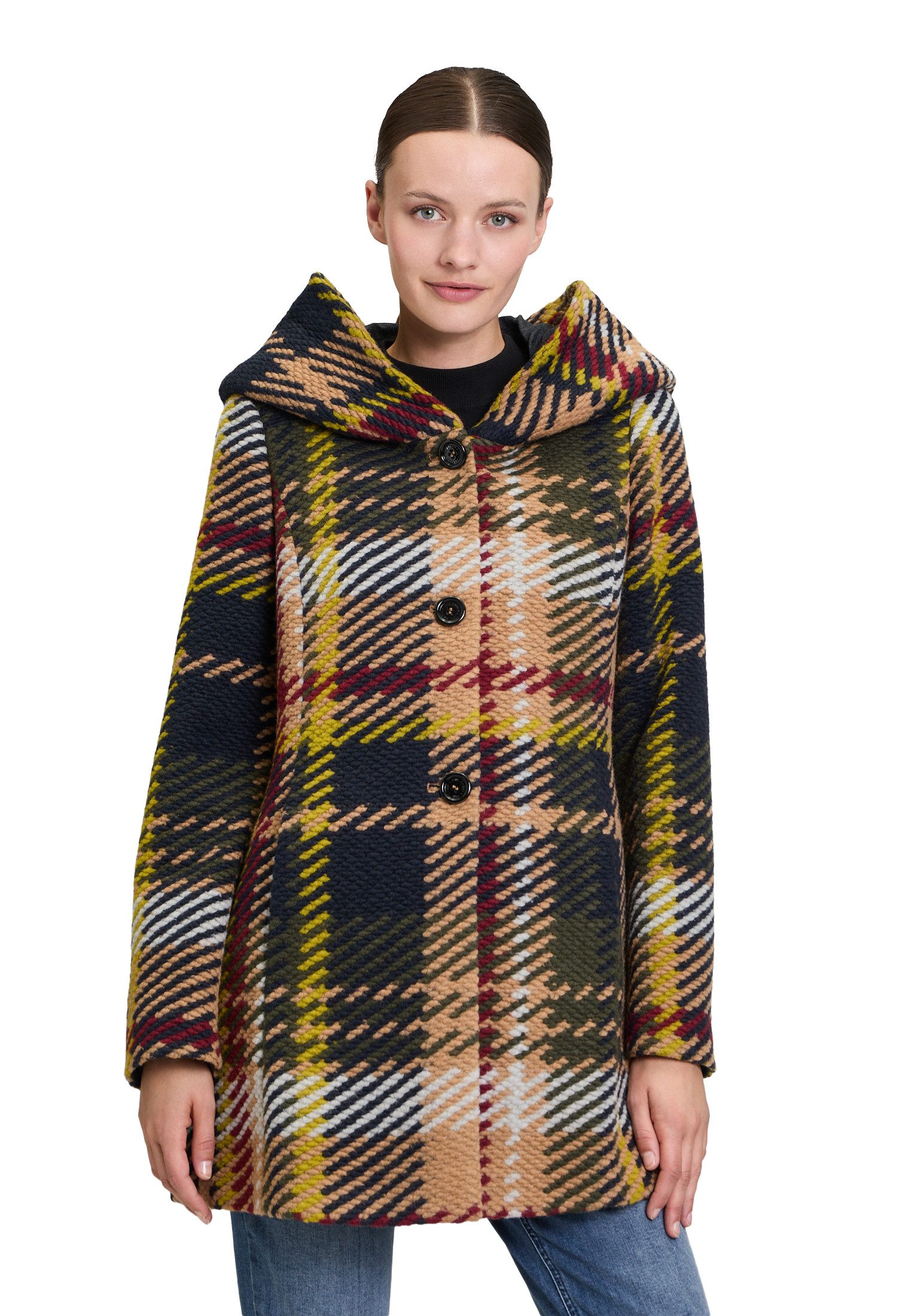 Amber & June Kurzjacke Amber & June Damen Kurzmantel mit Kapuze