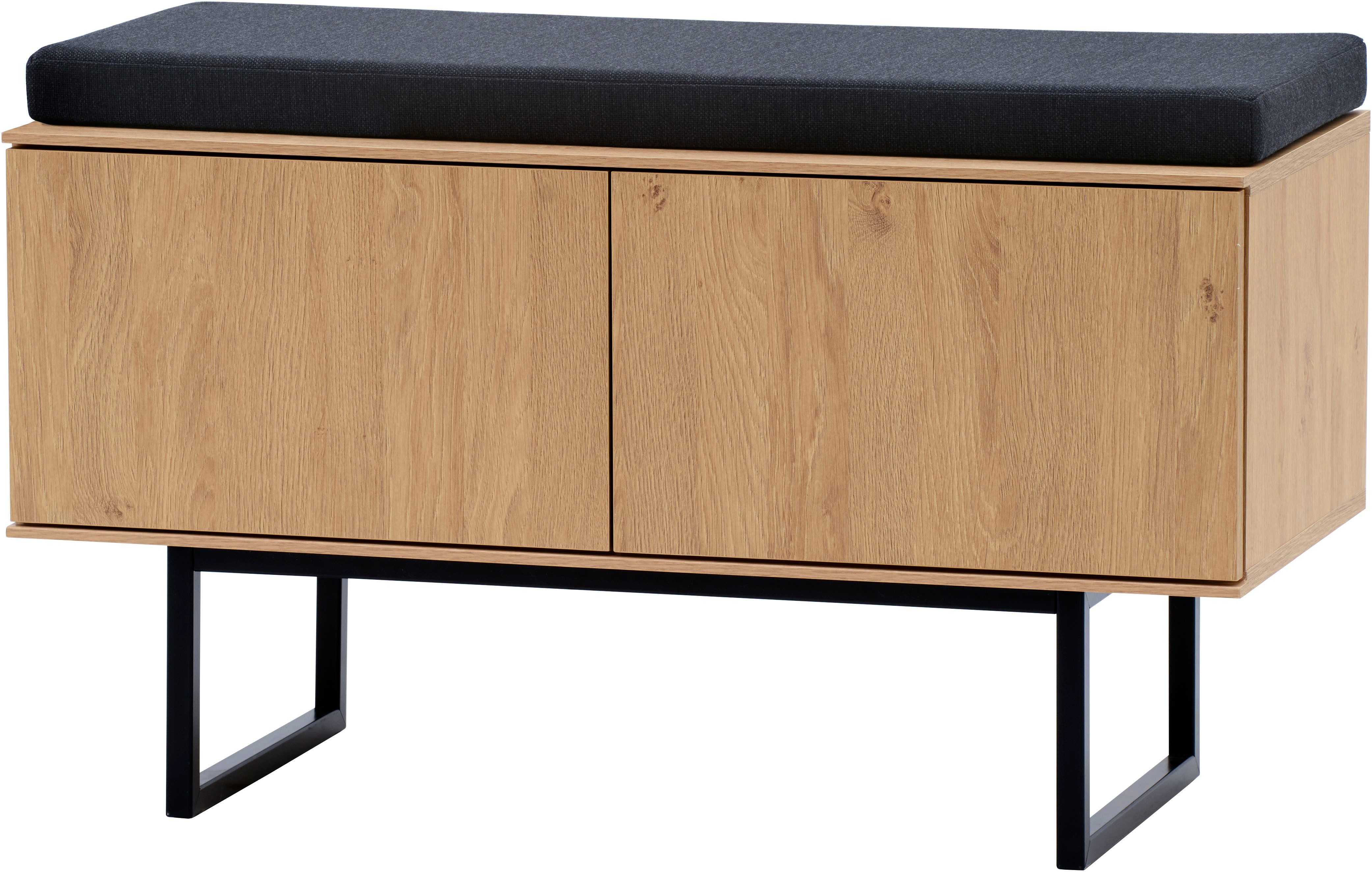 Home affaire Schuhbank Lund, Garderobenbank mit Klappen, moderne Sitzbank, Polsterbank, viel Stauraum, Platz für ca. 6 Paar Schuhe, 90 cm breit