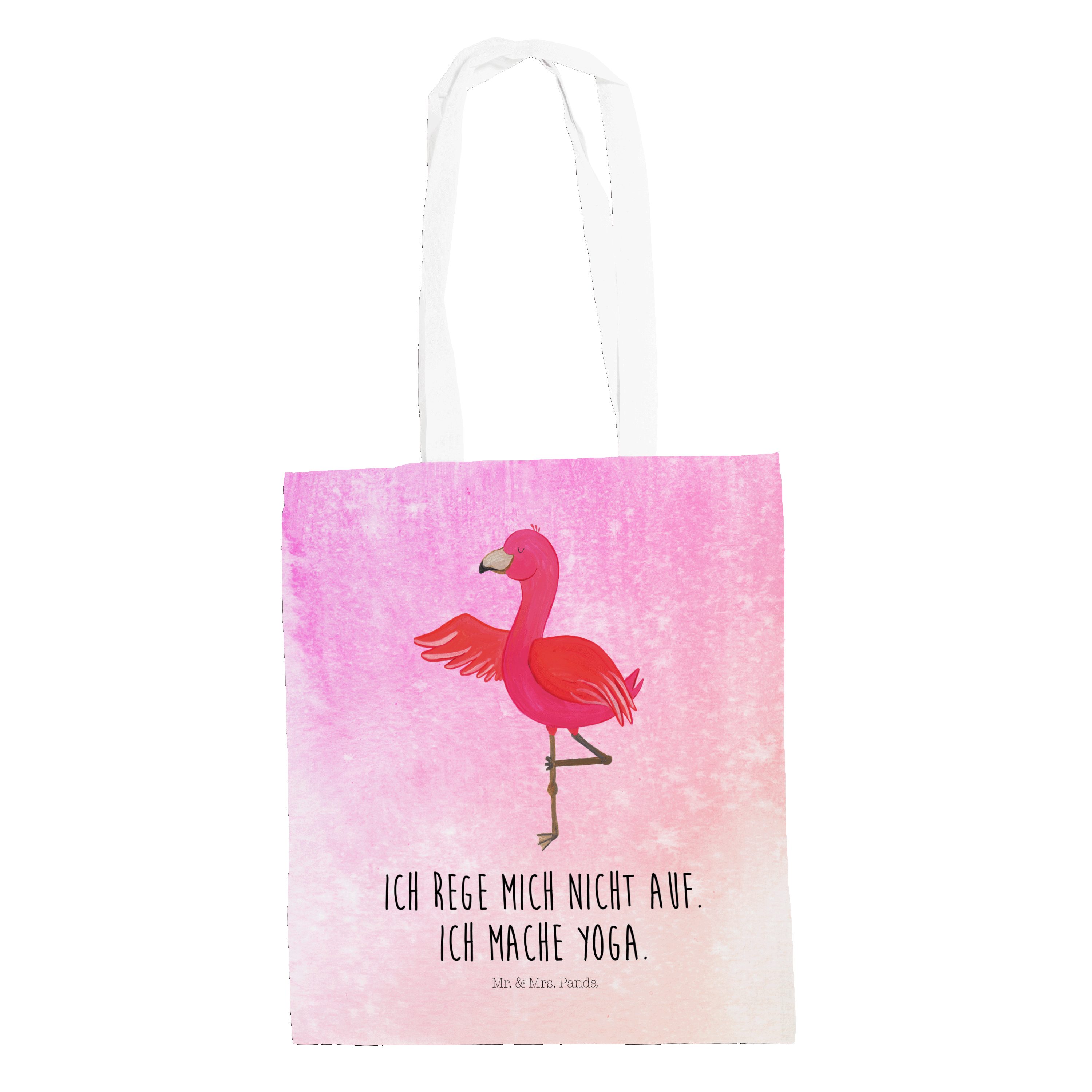 Aquarell - Geschenk, & Pink - Beuteltasche, Mrs. Flamingo Mr. (1-tlg) Yoga Y Jutebeutel, Tragetasche Panda