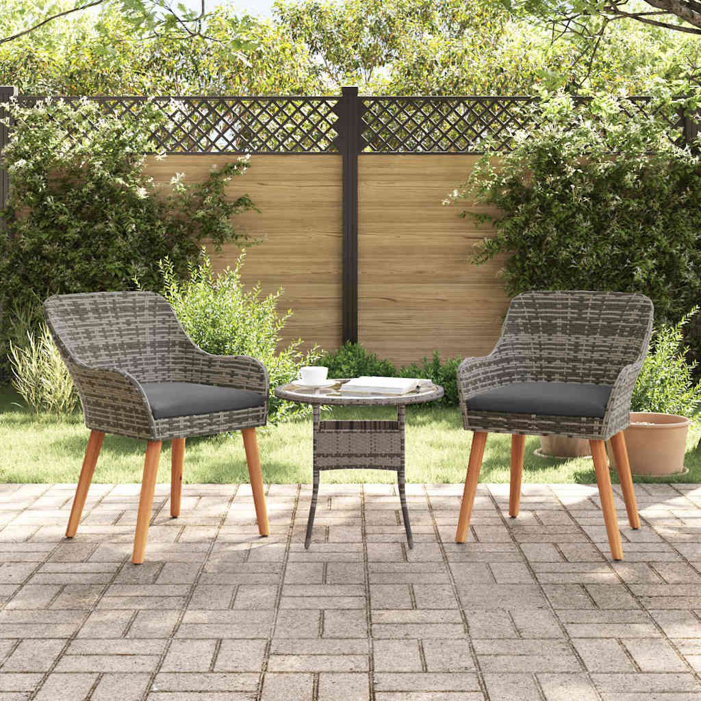 vidaXL Gartenstuhl Gartenstuhl 2 Stk. Grau Poly-Rattan (2 St)