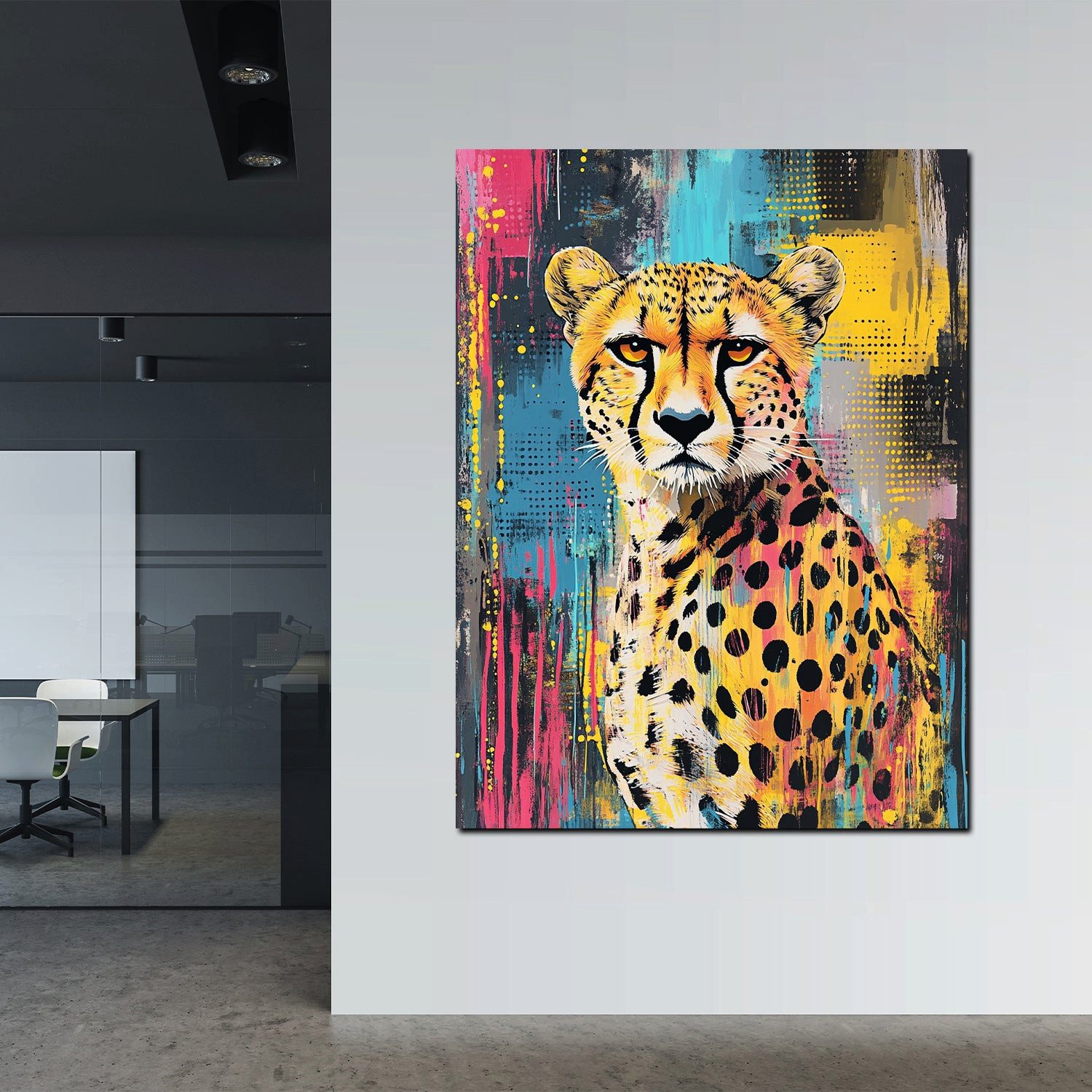 Artedinoi Leinwandbild Pop Art Gepard Urban Style Leinwandbild Wandbild Kunstdruck XL Wanddek, Gepard, urban