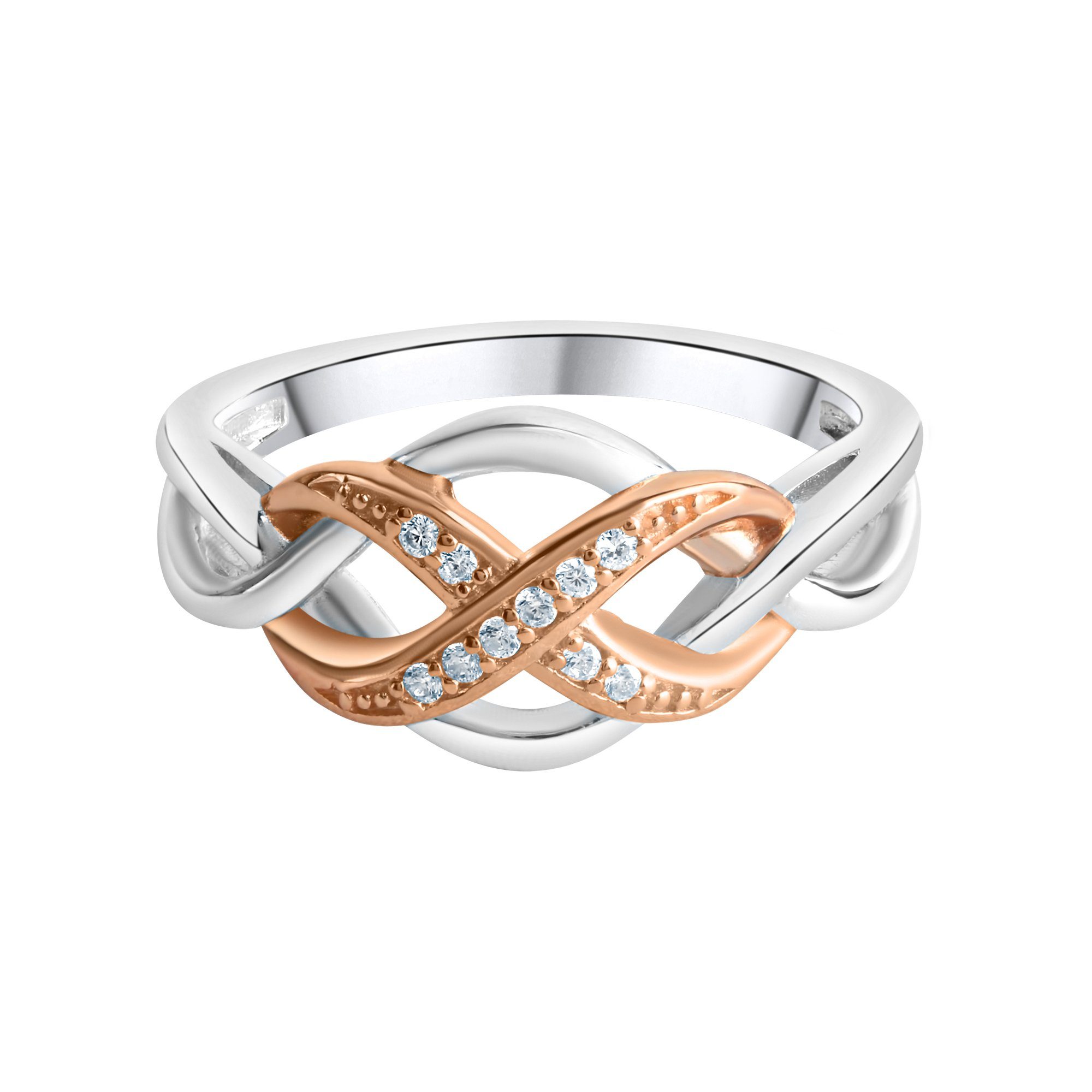 Zeeme Fingerring Silber 925 zweifarbig mit Unendlichkeits-Motiv