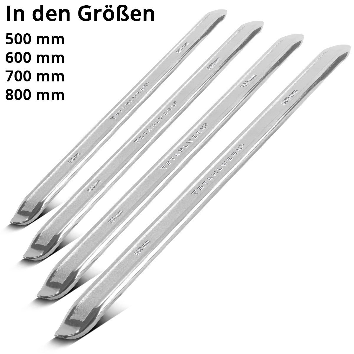STAHLWERK Reifenmontierhilfe Hebeleisen 4er Set 500 600 700 800 mm Kfz, Set, 4-tlg., Set