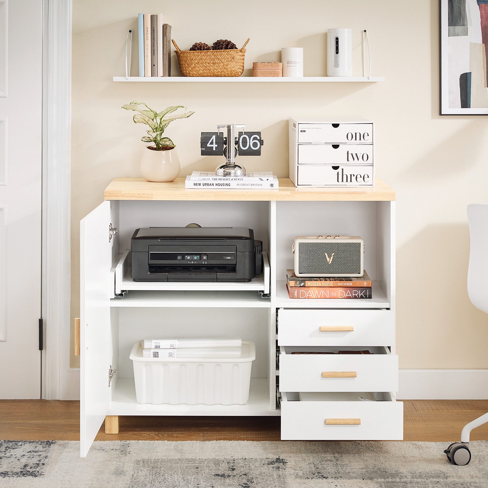 SoBuy Sideboard ASK07, Küchenschrank Sideboard Aufbewahrungsschrank Kommode Aktenschrank