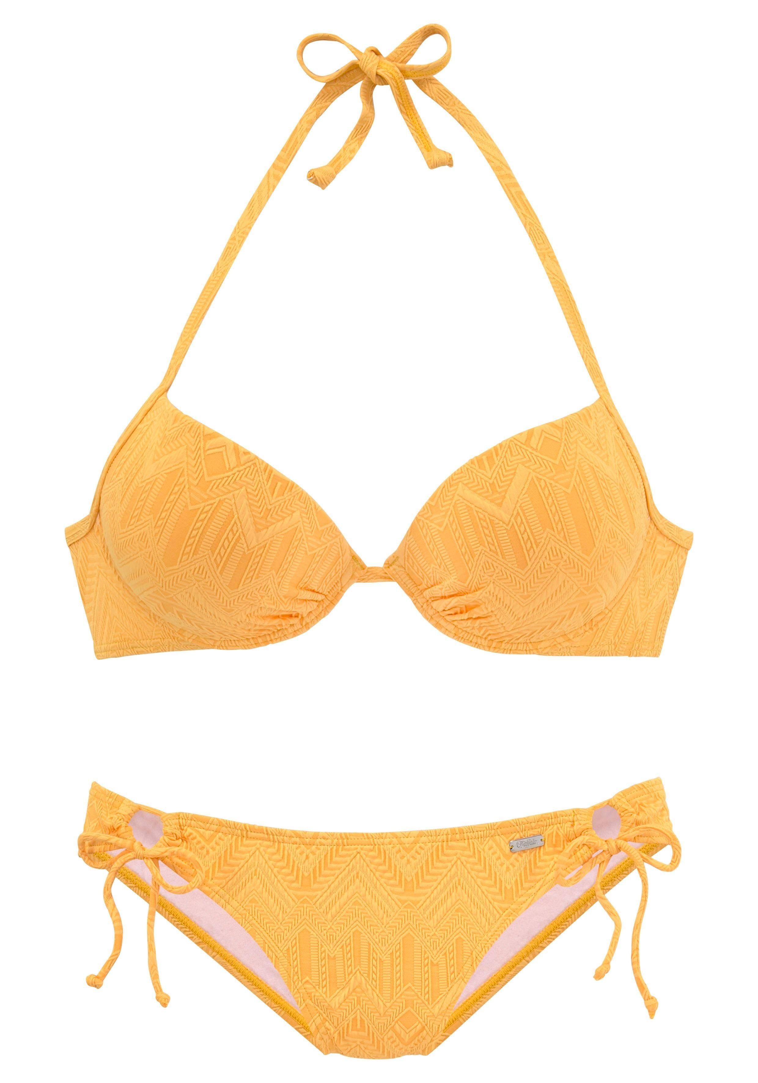 modischer Struktur Push-Up-Bikini mit gelb Buffalo