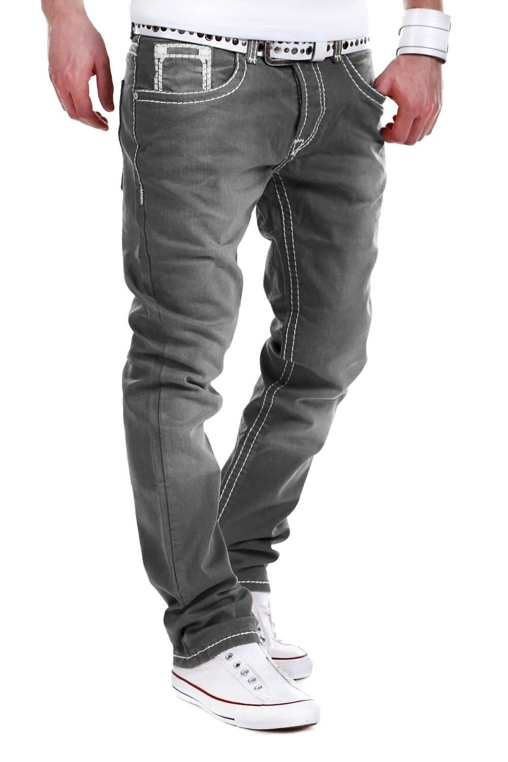 behype Bequeme Jeans Stitch mit dicken Kontrastnähten grau
