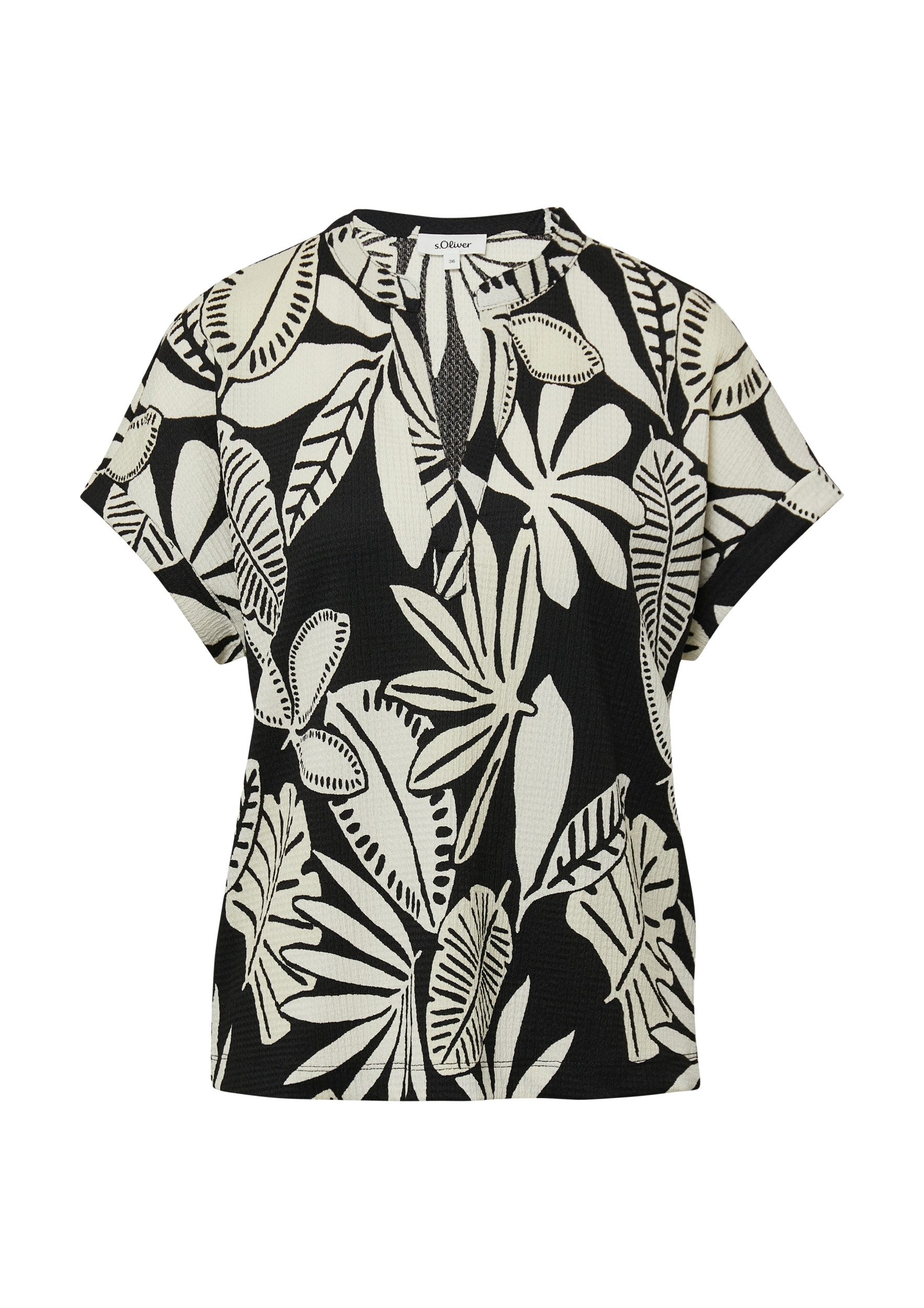 s.Oliver Kurzarmshirt - Blusenshirt mit V-Ausschnitt & Kurzarm