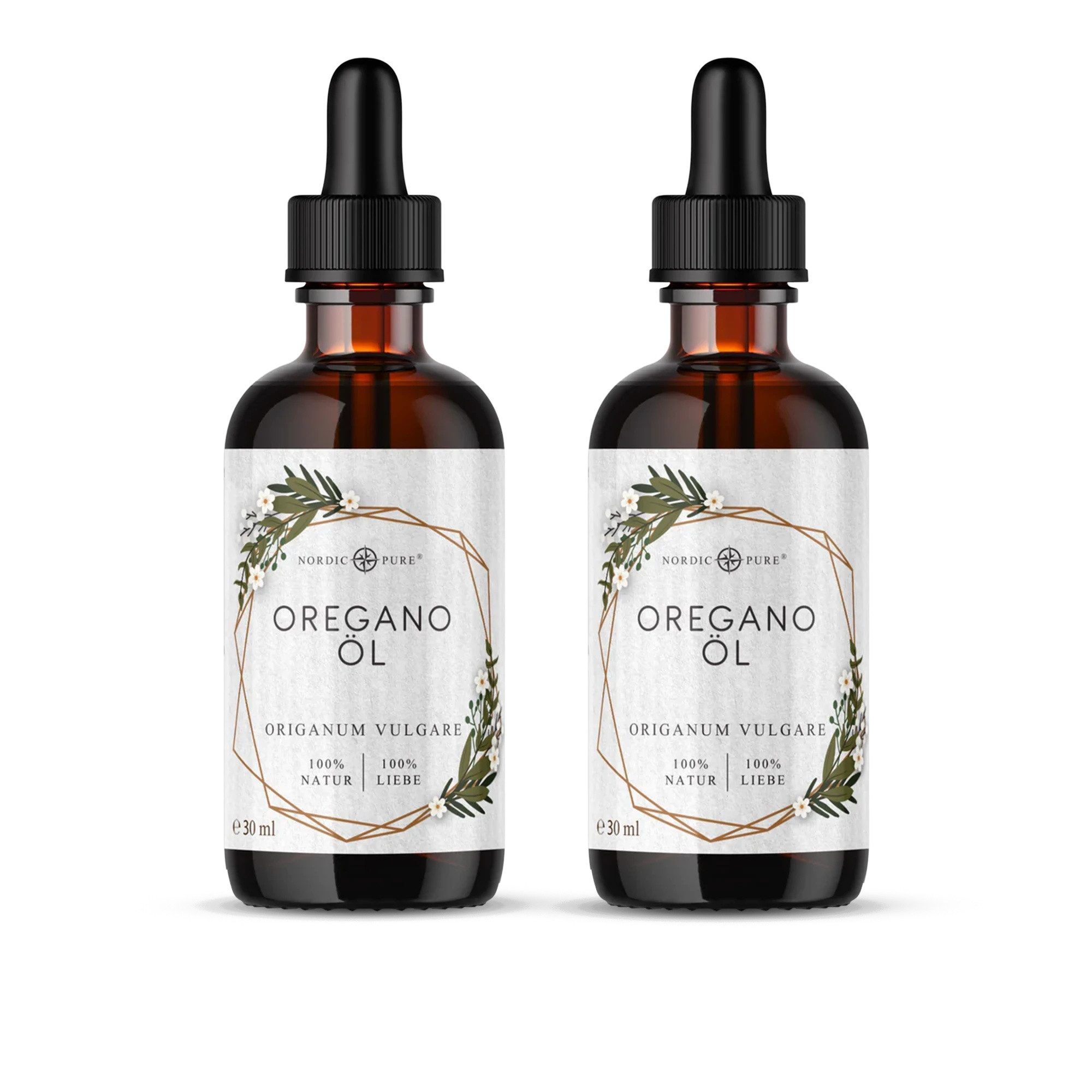 Nordic Pure® Nordic Pure Oreganoöl – 80 % Carvacrol Tropfen, naturrein aus französischem Anbau – Vegan à 60 ml