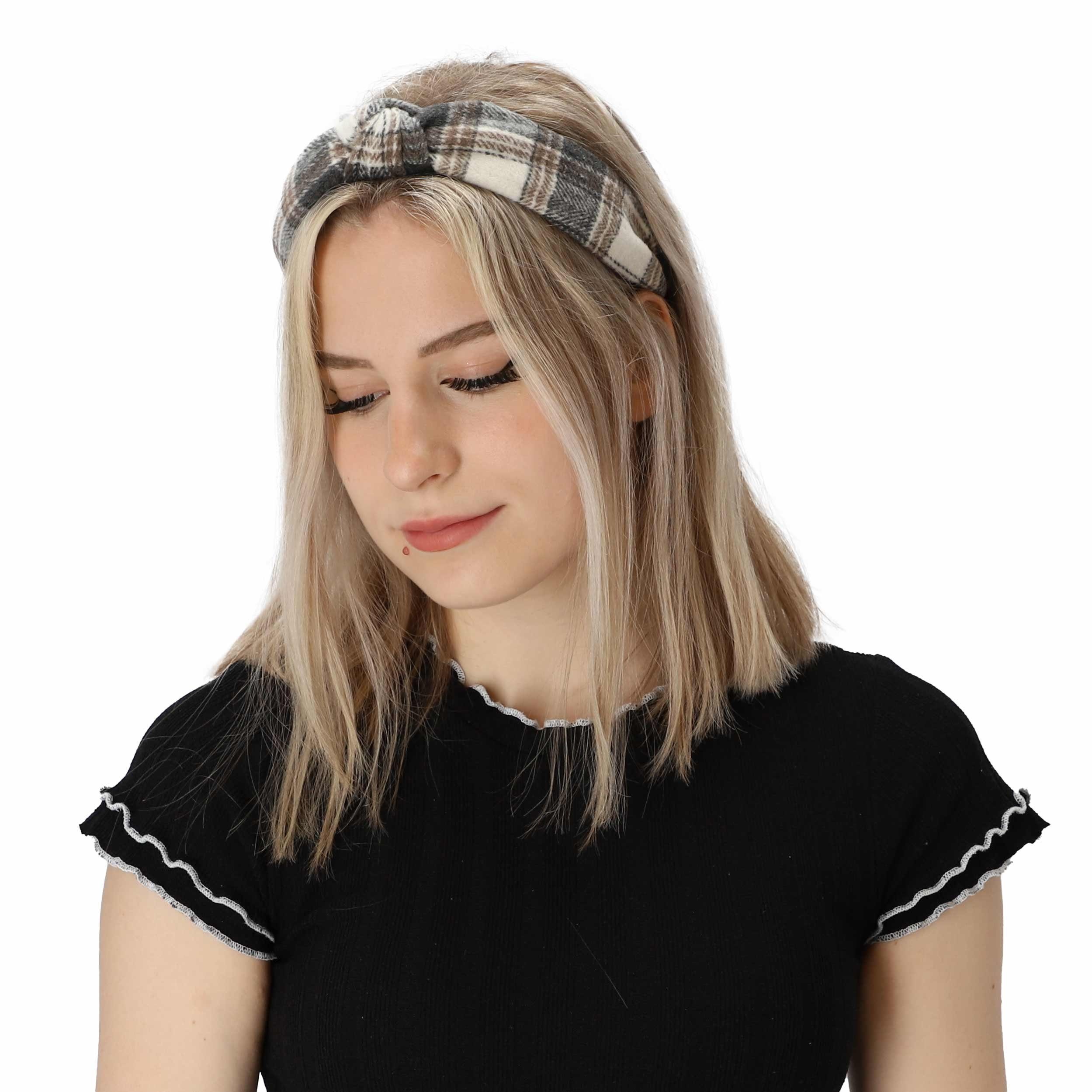 halsüberkopf Accessoires grau Haarband Haarband Haarband 1-tlg., Karo, modisches