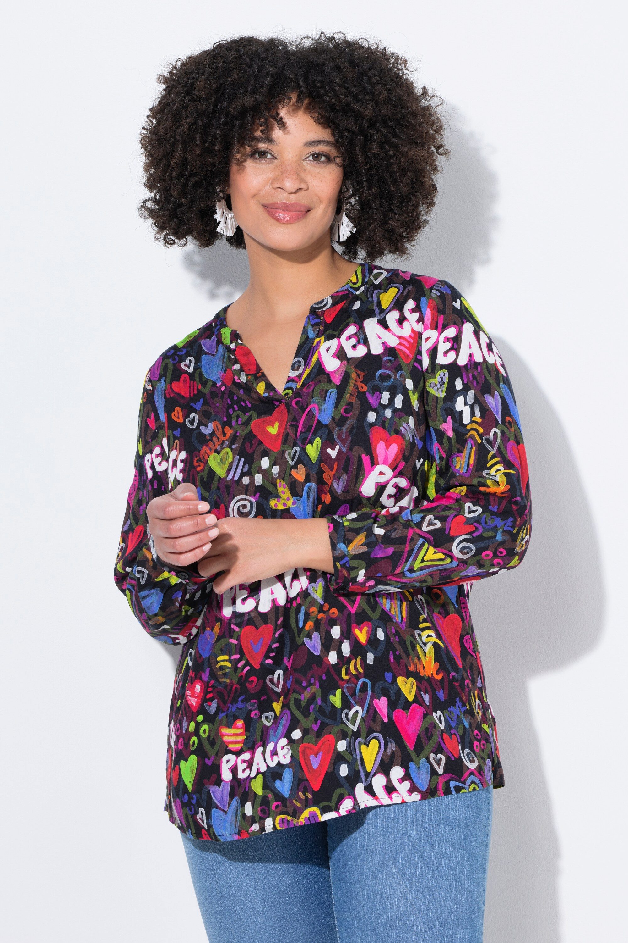 Angel of Style Tunika Tunika farbiges Herz-Muster Langarm günstig online kaufen