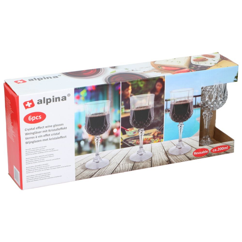 Alpina Weinglas alpina Weingläser 6 Set 200ml, Kunststoff