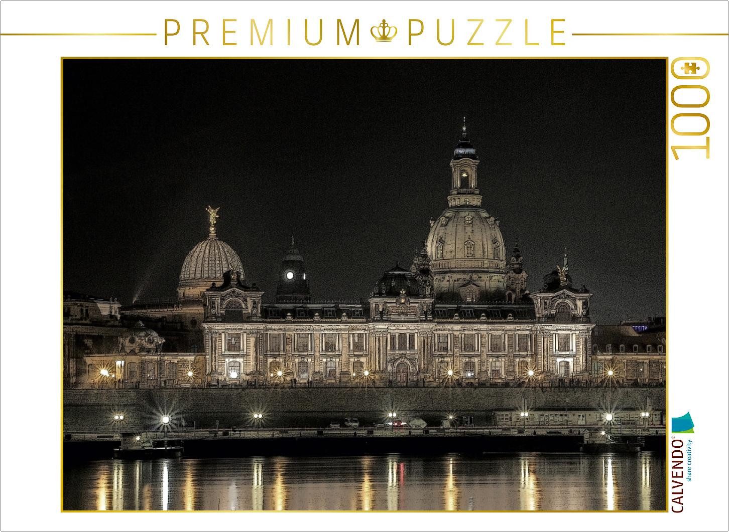 CALVENDO Puzzle CALVENDO Puzzle Elbufer, Blick auf die Dresdener Altstadt 1000 Teile P, 1000 Puzzleteile