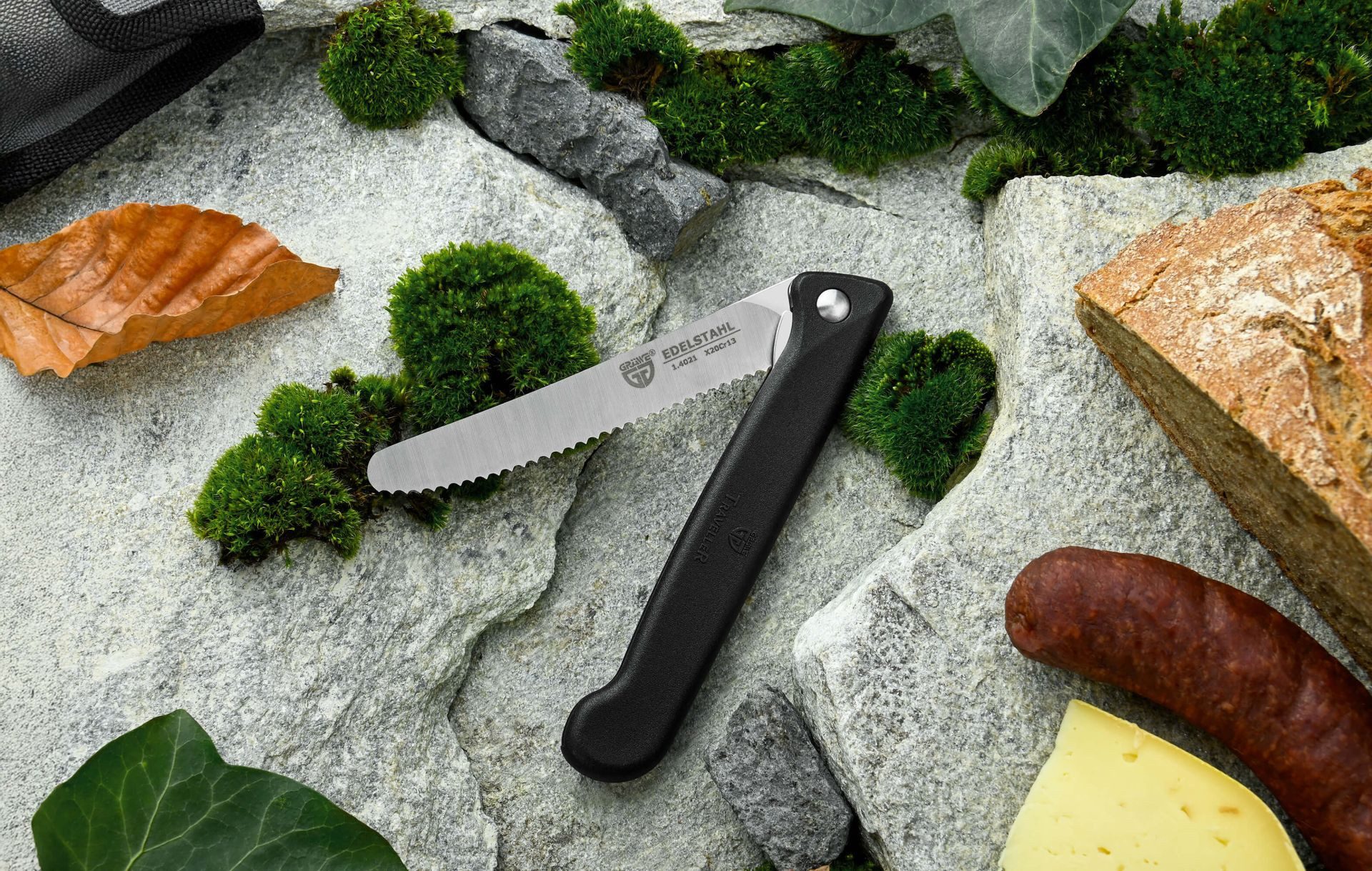GRÄWE Brotzeitmesser platzsparendes Messer für Camping – Bild 4 von 5