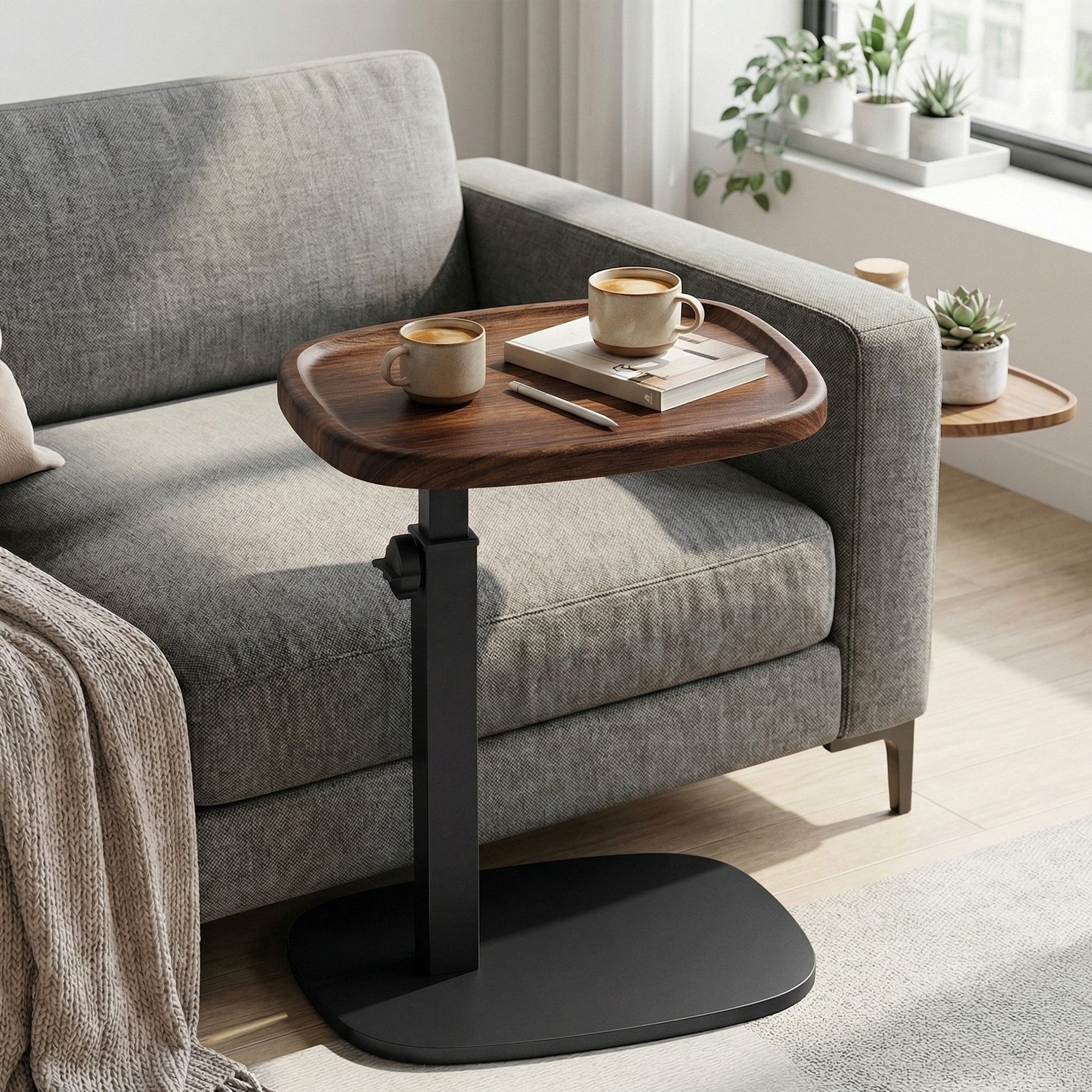 VASAGLE Beistelltisch C-Form, Couchtisch für kleine Räume, Wohnzimmertisch höhenverstellbar, Sofatisch, Wohnzimmer Schlafzimmer, 30 x 40 x 69 cm