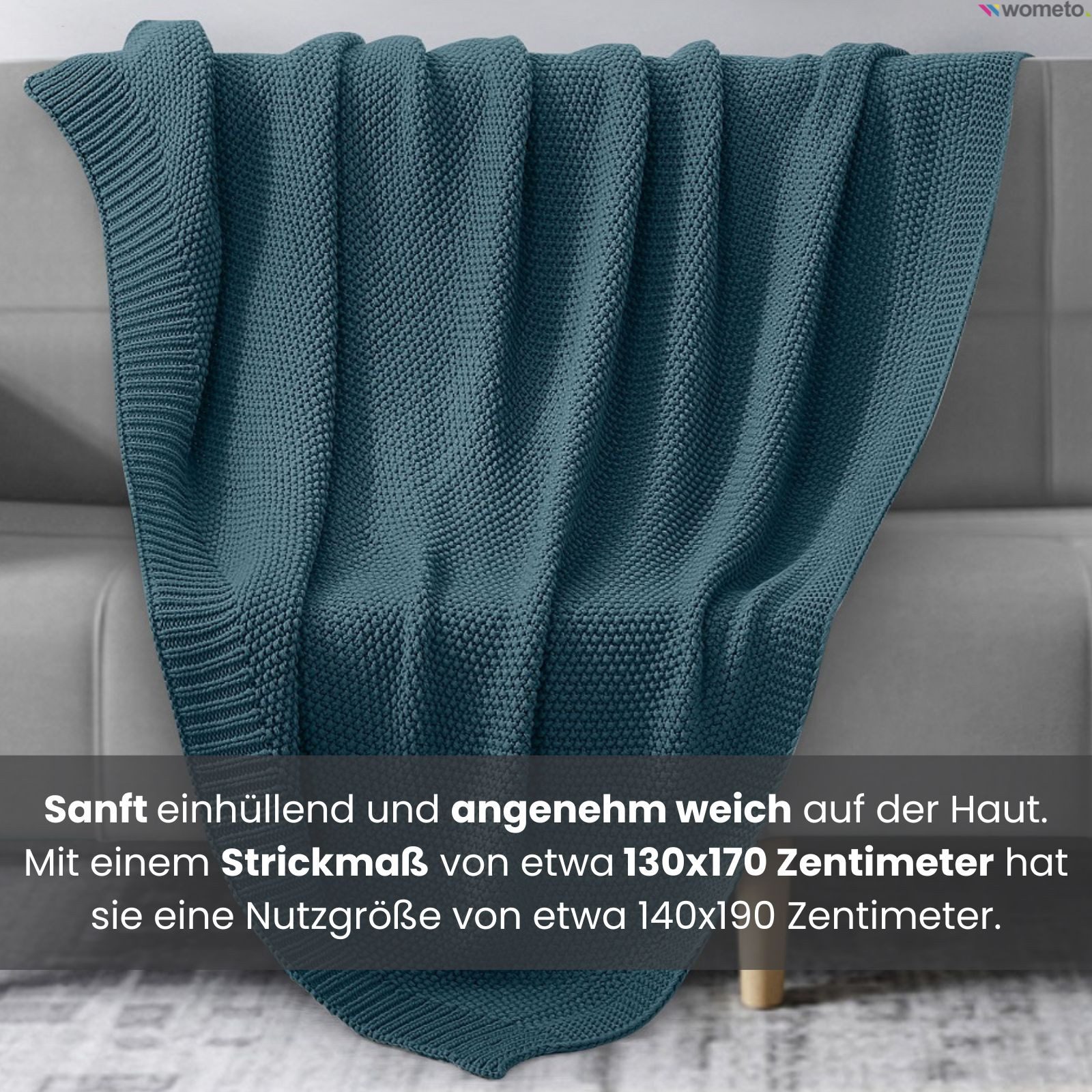 Wohndecke Strick, wometo, OEKO-TEX®, Kuscheldecke mit edlem & schlichtem Strickmuster