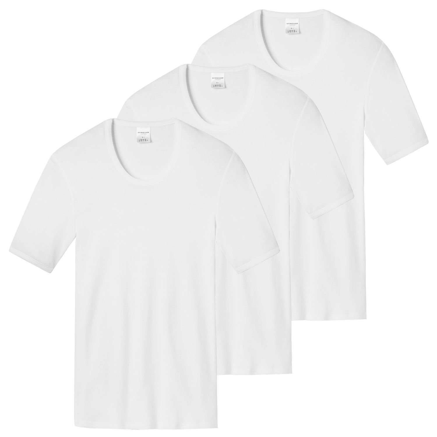 Essentials im klassisches Feinripp Unterzieh-Shirt, Schiesser Pack 3er (3-St) Kochwäsche Unterhemd Feinripp,