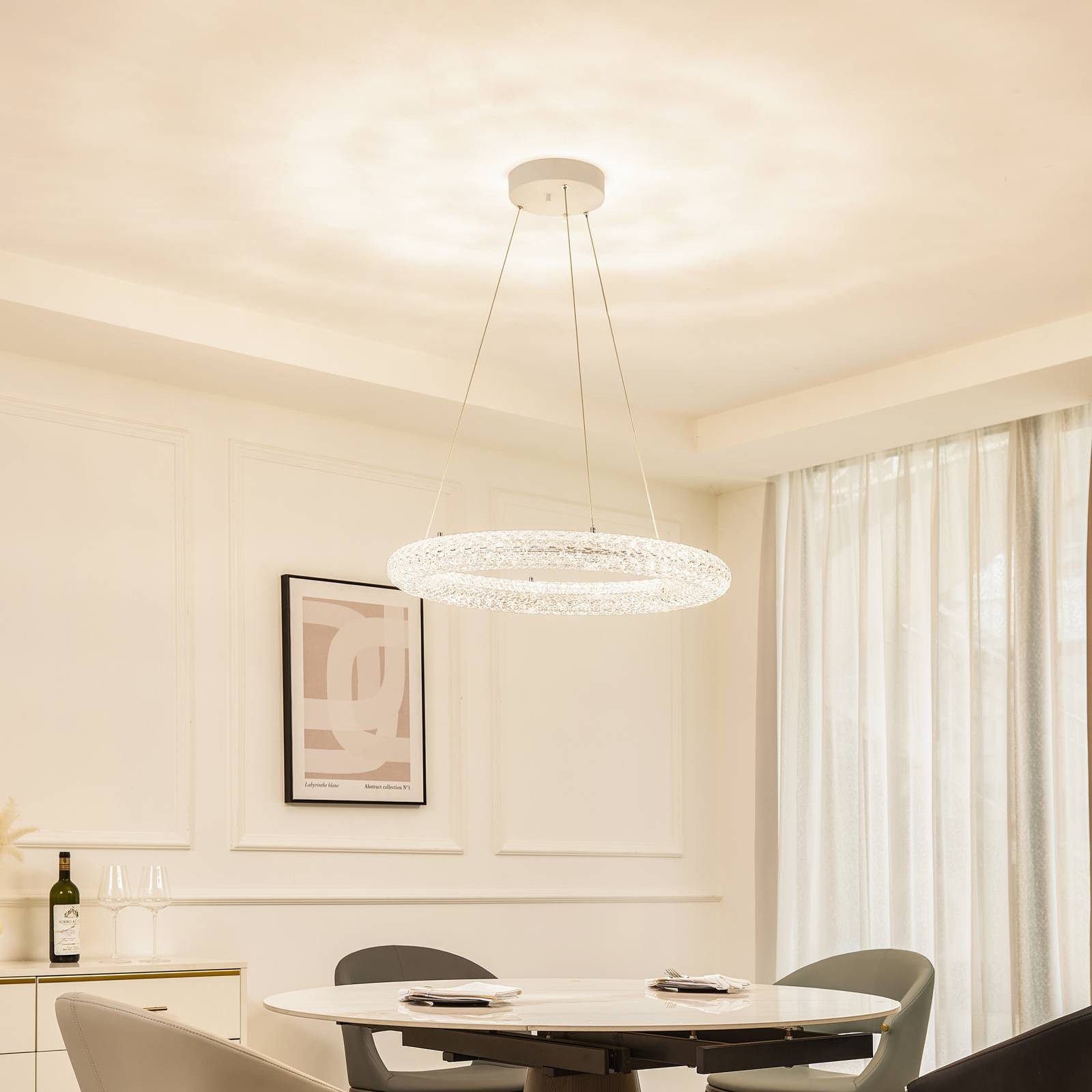 Lucande Hängeleuchte Tumata, LED, Kunststoff Transparent Farbwechsel warmweiß / tageslicht IP20 mit Fernbedienung, LED 43 W gesamt, Farbwechsel warmweiß / tageslicht