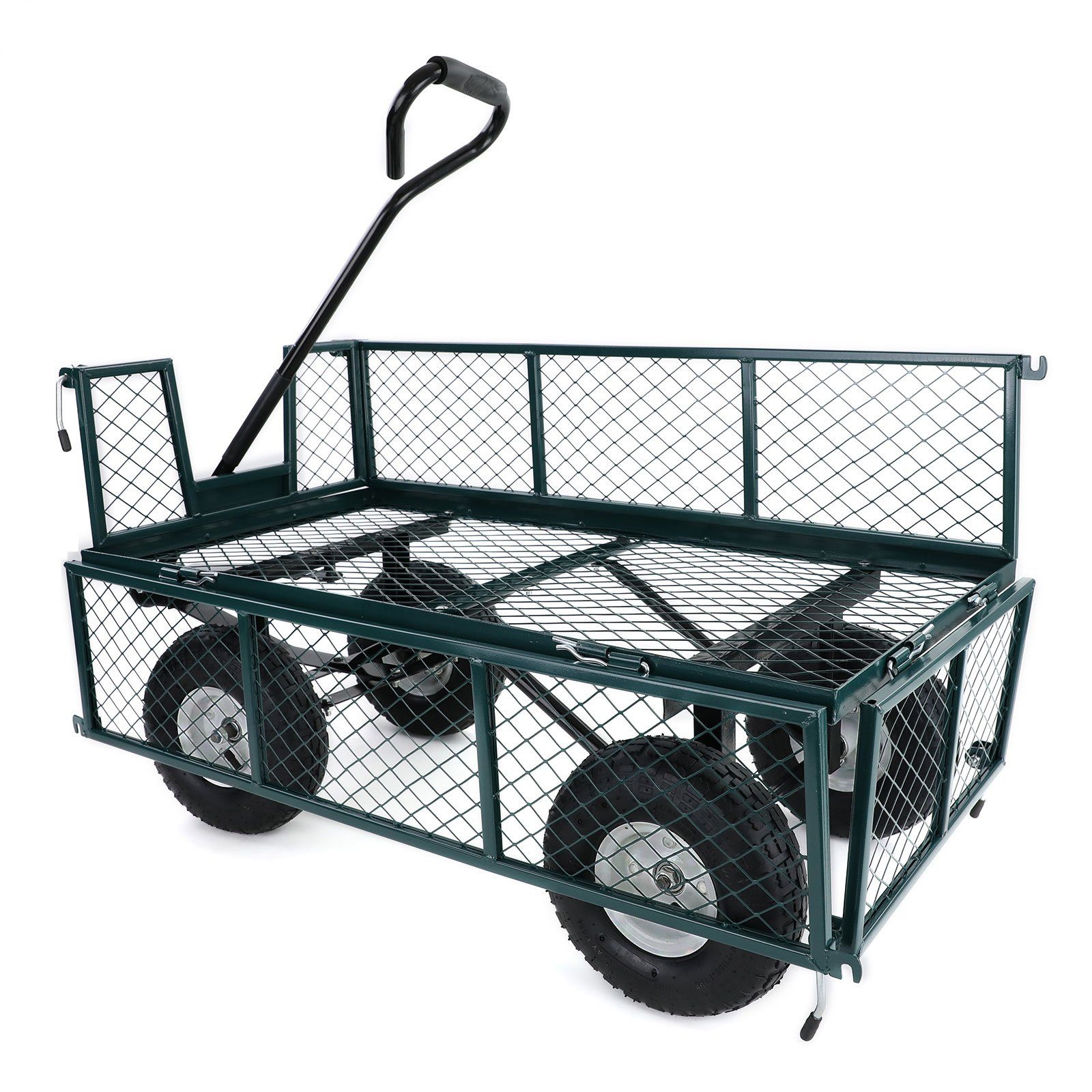 RAMROXX Bollerwagen Transport Gitterwagen Bollerwagen Seitenteile klappbar bis 300kg Grün, Bis zu 300Kg Tragkraft