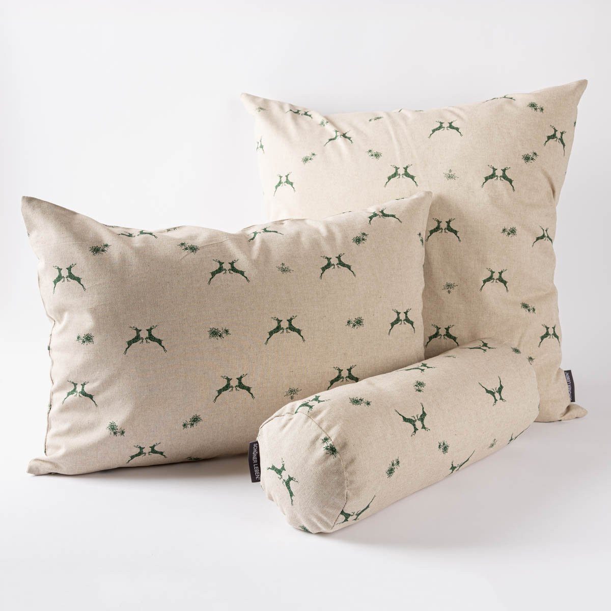 SCHÖNER LEBEN. Dekokissen Kissenhülle Hirsch Edelweiß natur grün div. Größe günstig online kaufen