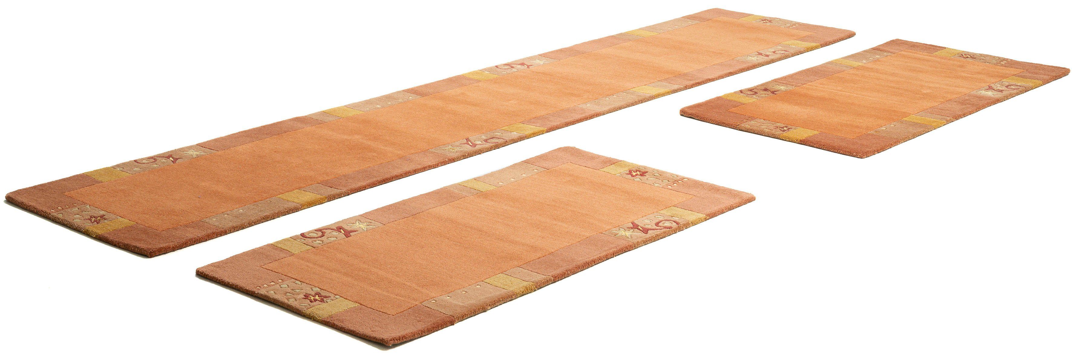 THEKO Bettumrandung Royal Ganges, Höhe 13 mm, (3-tlg), Bettvorleger, 3-teiliges Läufer-Set fürs Schlafzimmer, 95% Wolle