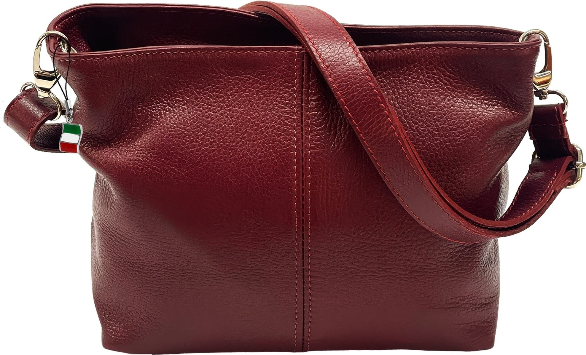FLORENCE Schultertasche Florence Echtleder Tasche Damen dunkelrot (Schultertasche), Damen Schultertasche, Umhängetasche Leder, dunkelrot ca. 29cm