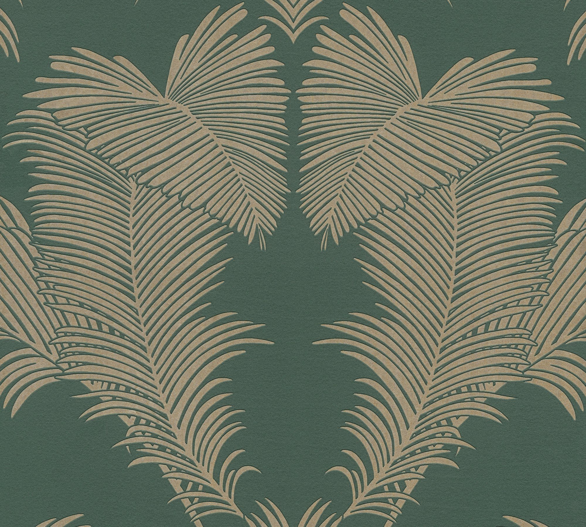 Vliestapete botanisch, Glänzend A.S. Palmen tropisch, Tapete Dschungeltapete Trendwall, Création grün/metallic floral,