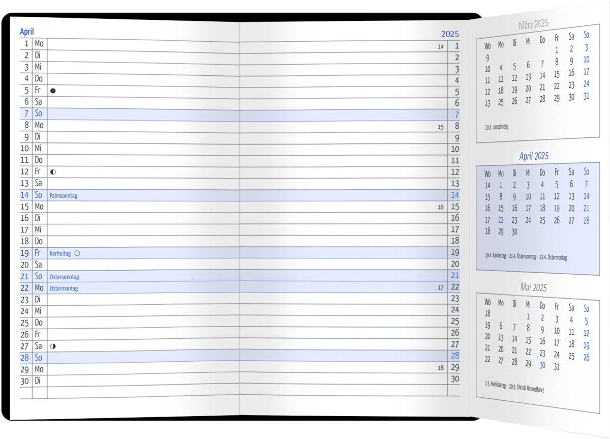 GÜSS Календари Taschenkalender Taschenkalender Trio-Timer 9,5x16cm schwarz 2026