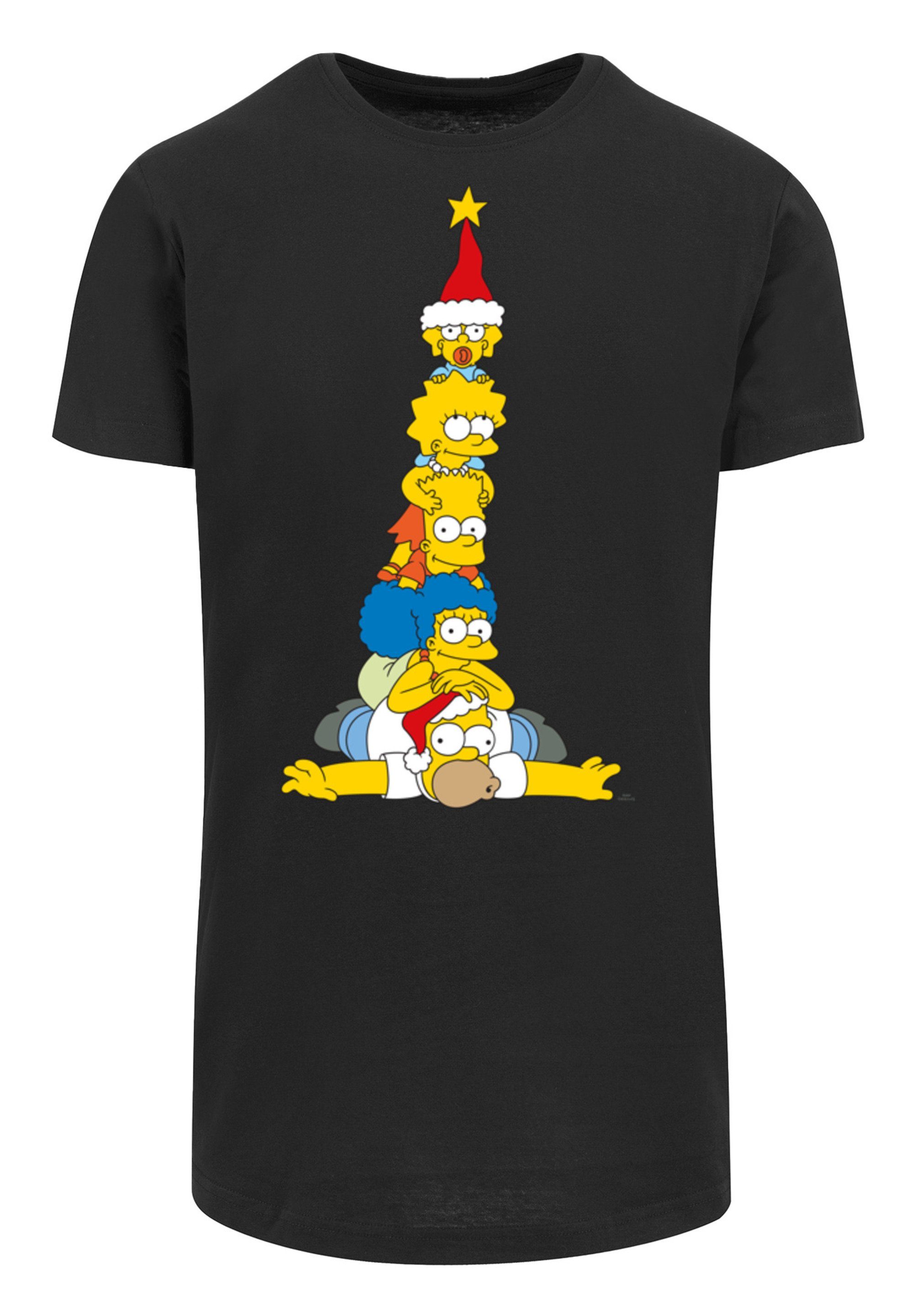 Print F4NT4STIC Christmas The Family schwarz T-Shirt Simpsons Weihnachtsbaum