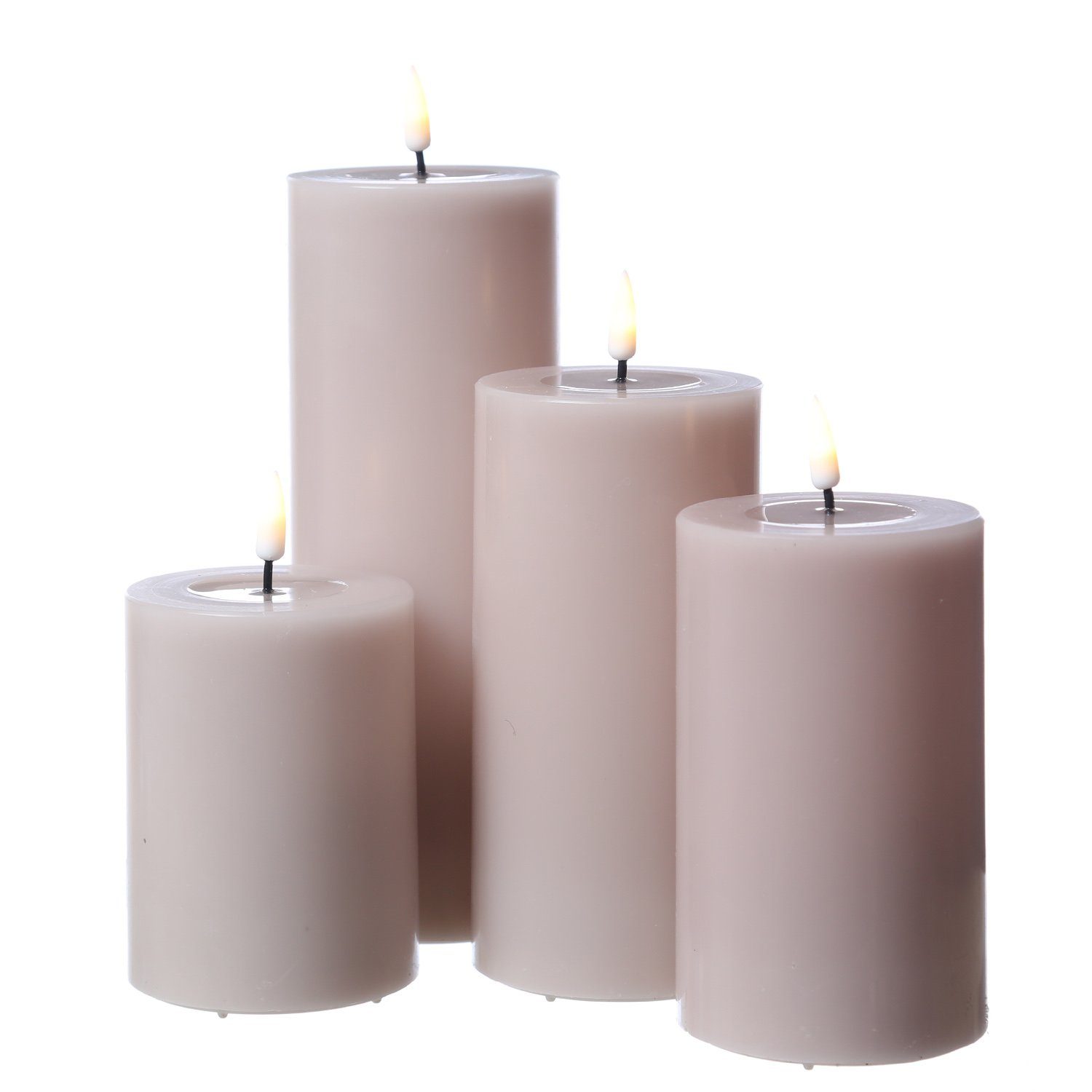 Deluxe Homeart LED-Kerze LED Kerze Mia Echtwachs 3D Flamme flackernd H: 10cm D: 7,5cm altrosa (1-tlg)