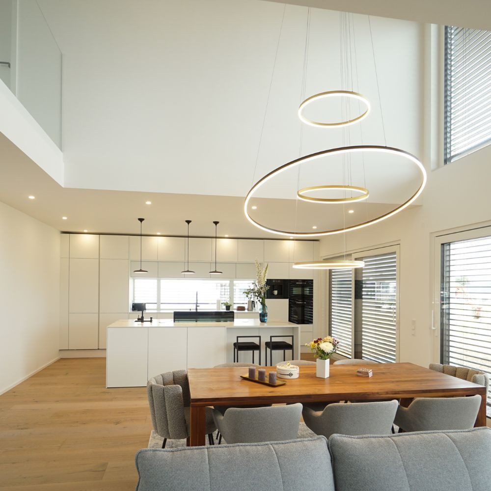 s.luce Pendelleuchte LED Ring Pendelleuchte direkt oder indirekt Ø 150cm Schwarz, Warmweiß