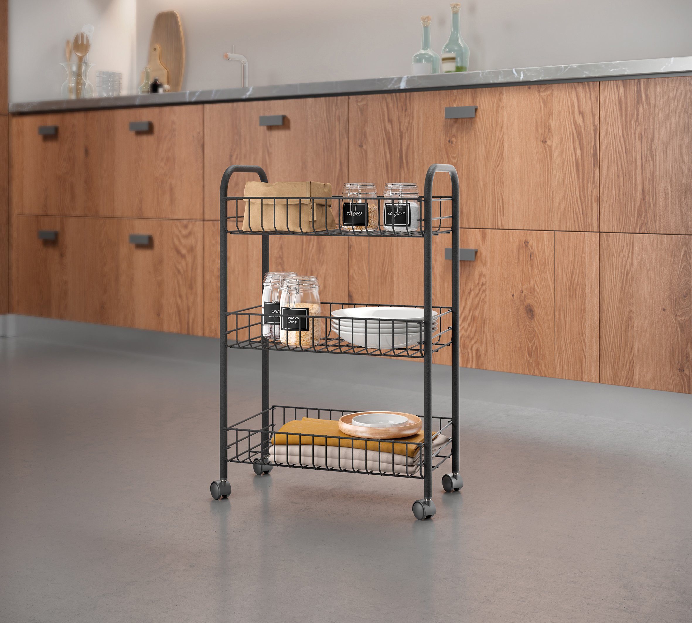 Metaltex Rollwagen Lugano Lava, (1 St), Industrial Look, 3 Etagen