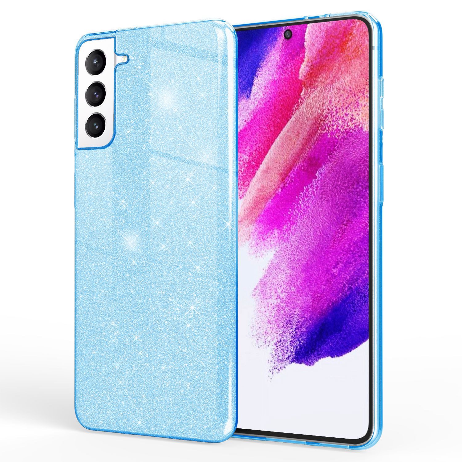Nalia Smartphone-Hülle Samsung Galaxy S21 FE 16,3 cm (6,4 Zoll), Glitzer Silikon Hülle / Verstärkte Innenseite / Glänzende Schutzhülle