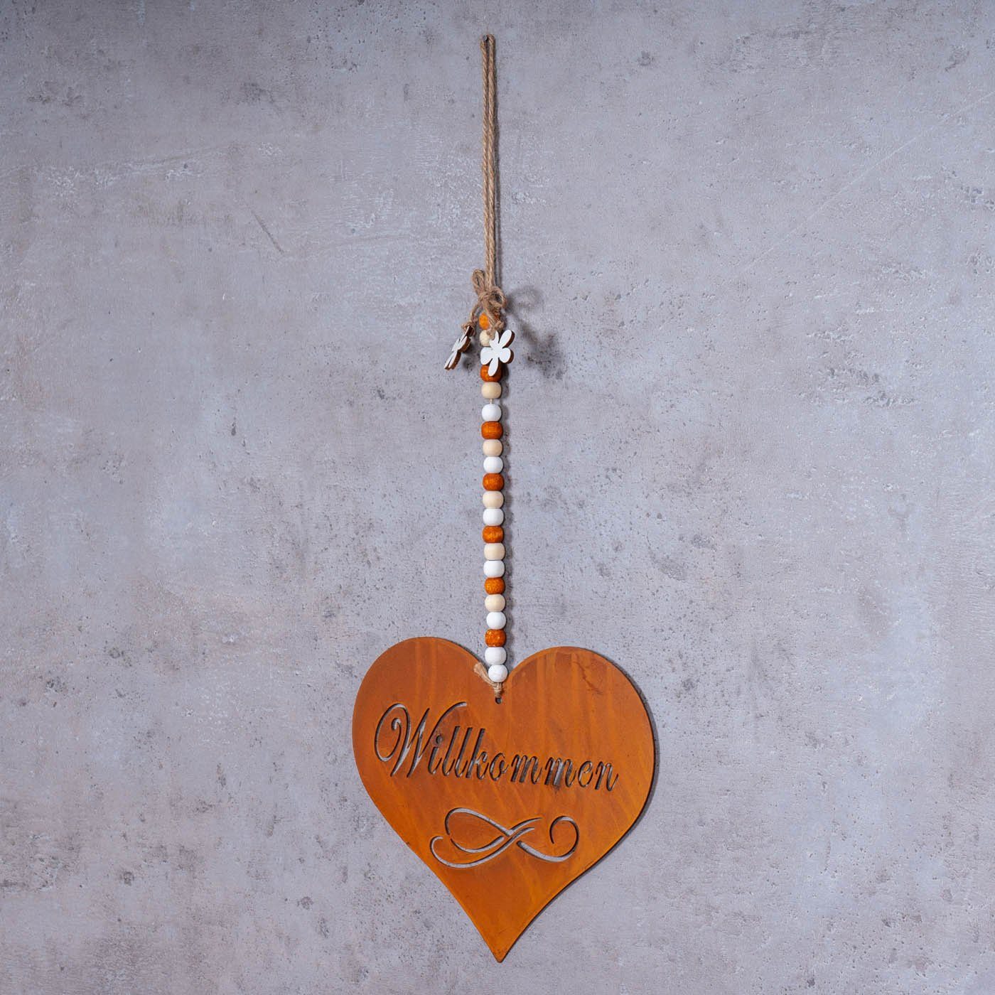 Levandeo® Dekoobjekt, Schild Willkommen 19x16cm Herz günstig online kaufen