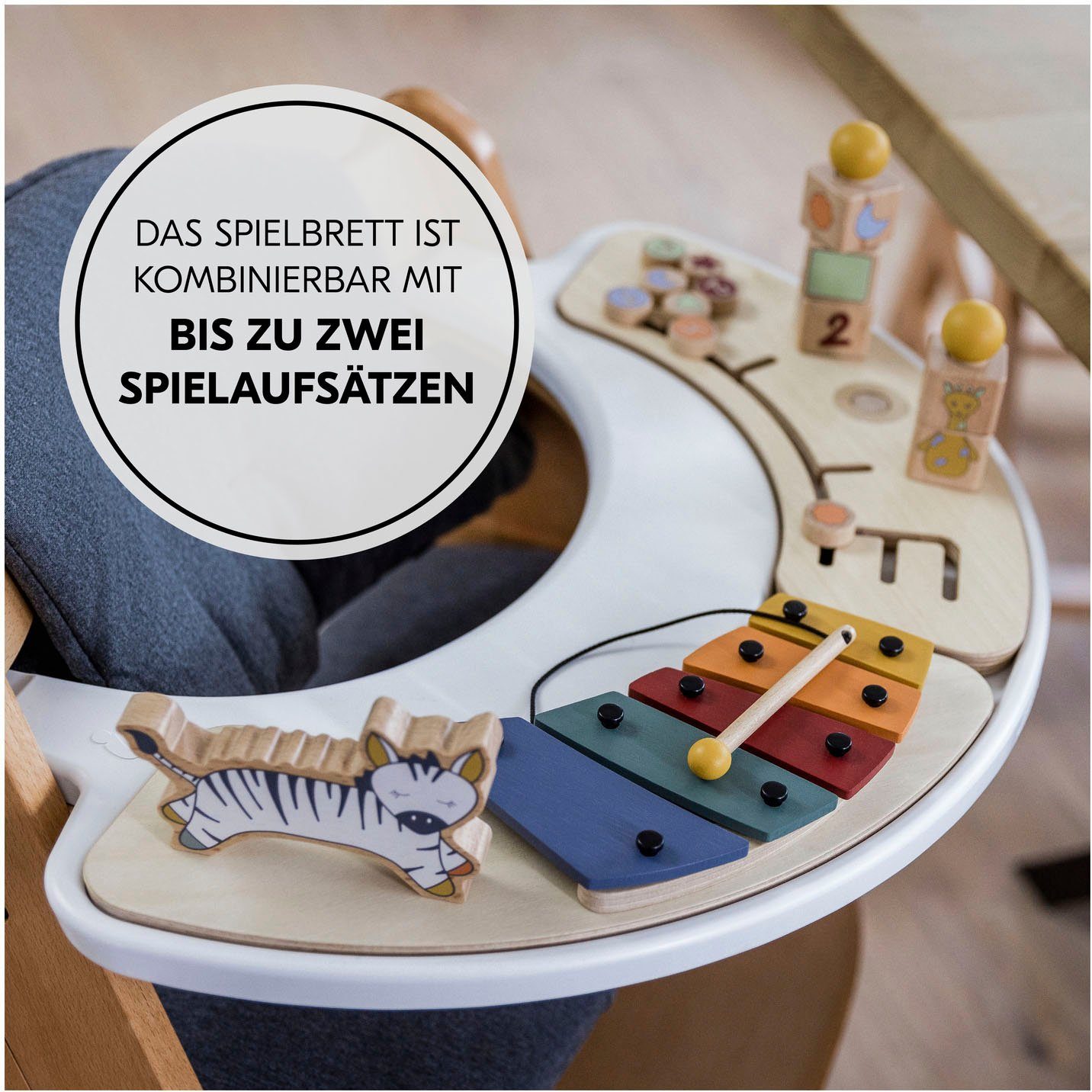 - Music Hochstuhltablett FSC® Set weltweit - schützt Wald Kunststoff, Play Zebra, Hauck Alpha Holz,