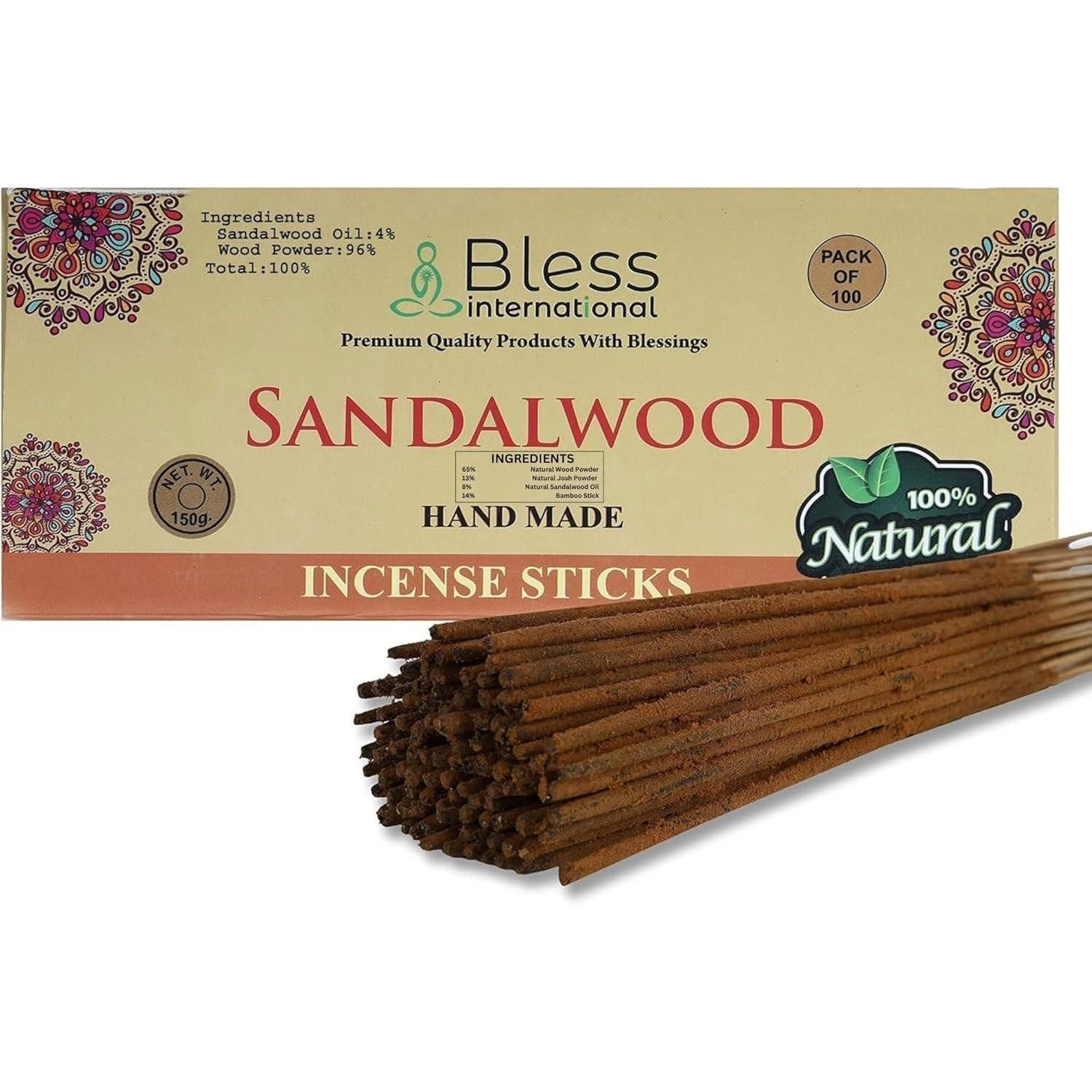LuxusKollektion Räucherstäbchen-Halter Räucherstäbchen Sandelholz 100er 150g Sandalwood 100 Sticks 150 GM