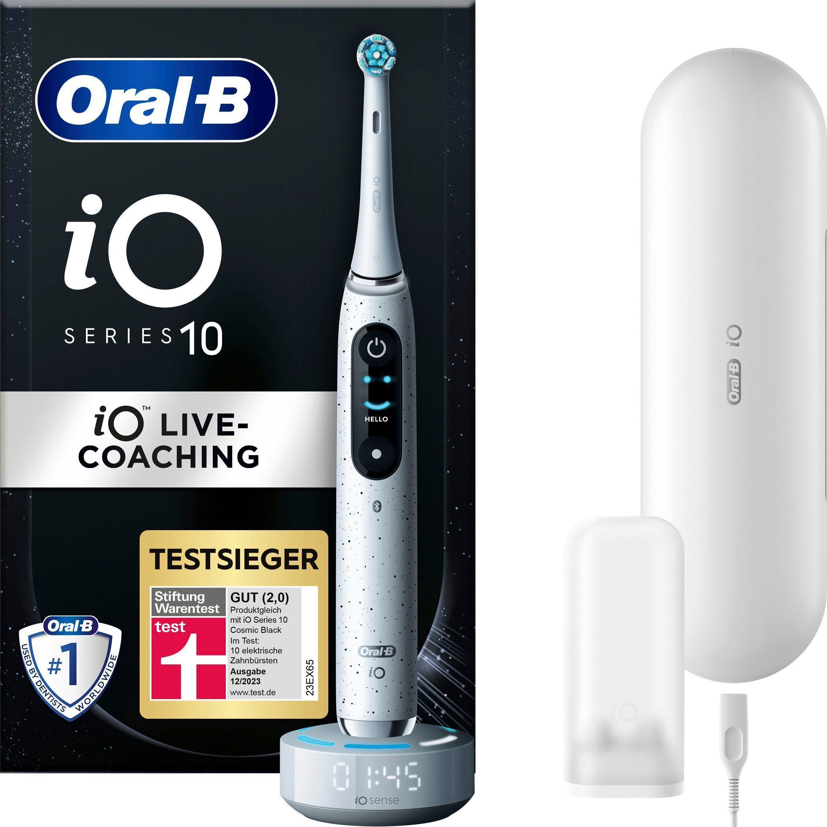 St., Aufsteckbürsten: 10, Elektrische 1 & Zahnbürste Magnet-Technologie, Oral-B iOsense, 7 white stardust Lade-Reiseetui iO Farbdisplay Putzmodi,