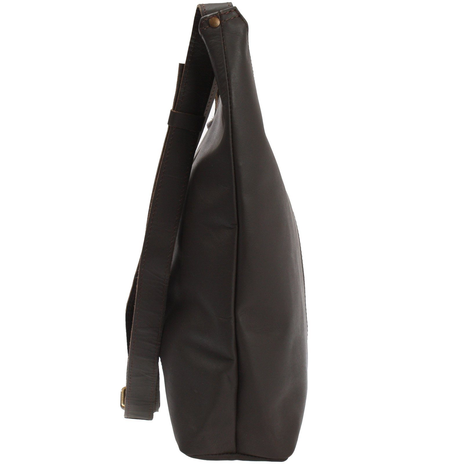 LECONI Schultertasche große Umhängetasche Beuteltasche Damentasche Shopper Echt Leder LE0055, Echtleder – Reißverschlussfach innen & außen – 34×34×11 cm – Bild 3 von 5