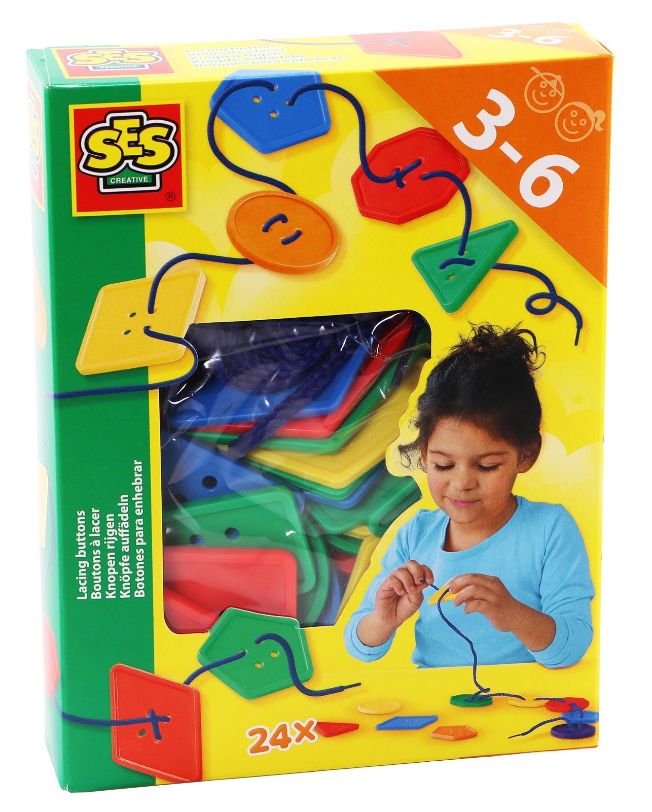 Kinder Knöpfe Lernspielzeug SES SES Creative Feinmotorik auffädeln Fädelspiel